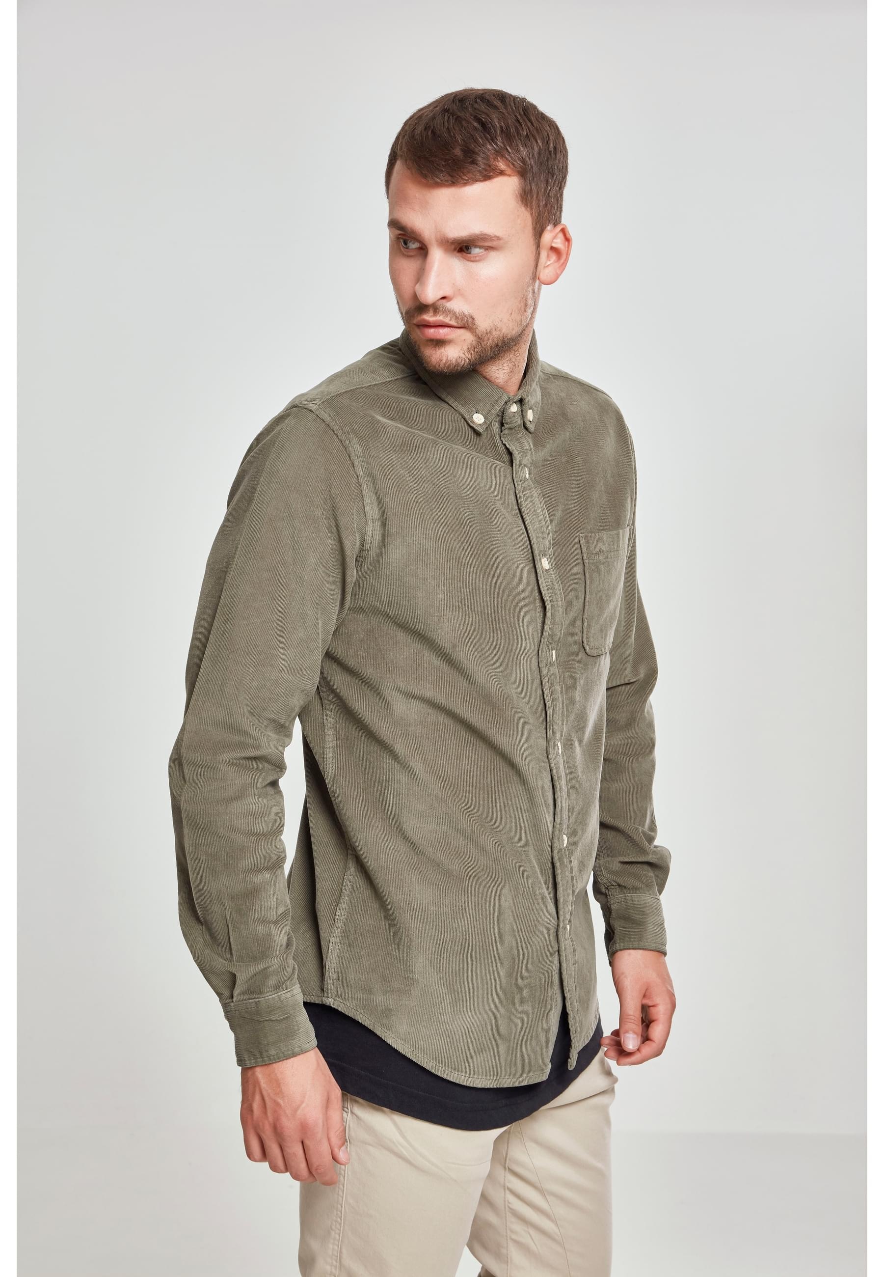 URBAN CLASSICS Langarmhemd »Urban Classics Herren Corduroy Shirt«, (1 tlg.)