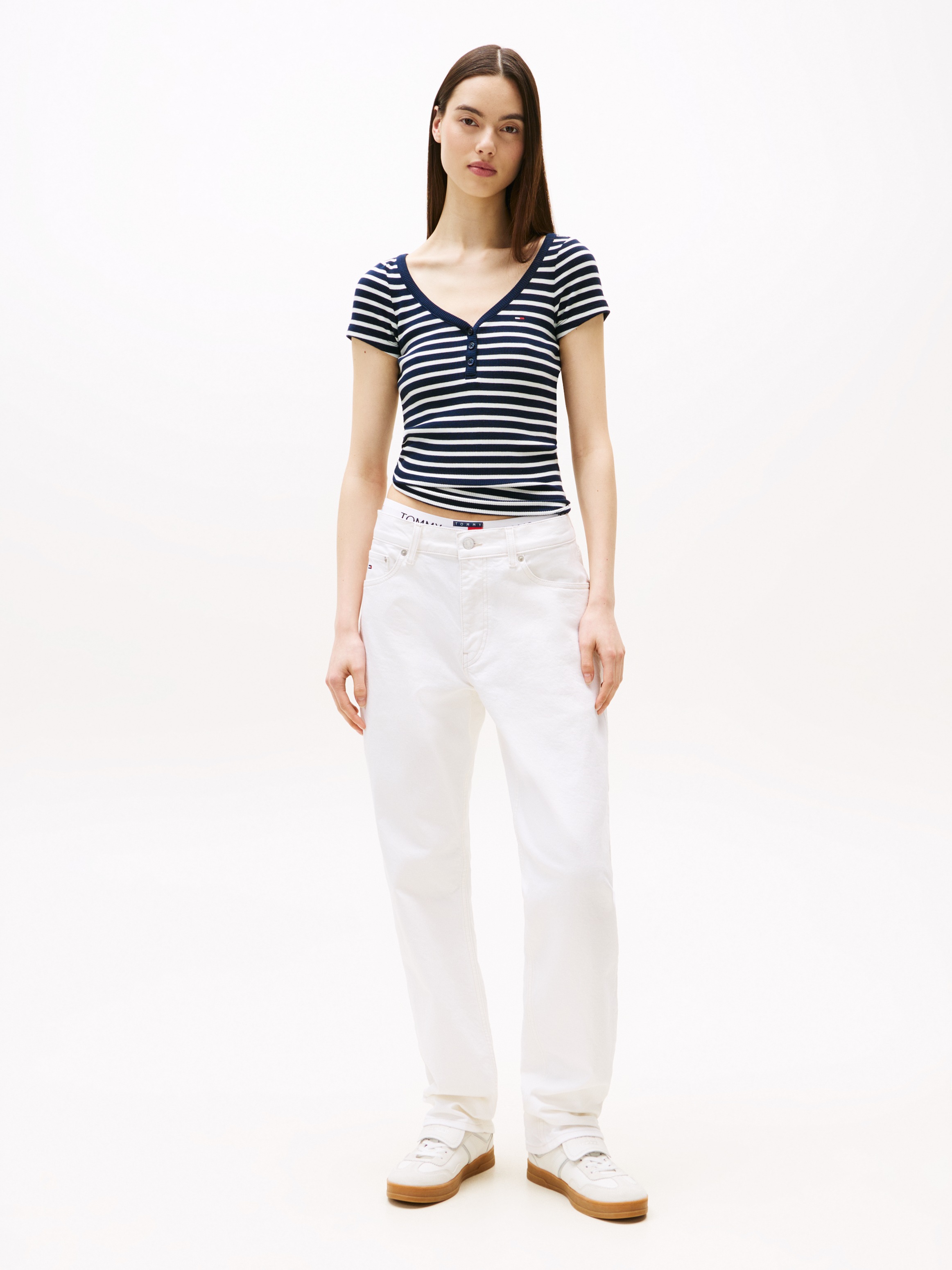 Tommy Jeans Kurzarmshirt "TJW SLIM HENLEY WAFFLE SS" günstig online kaufen
