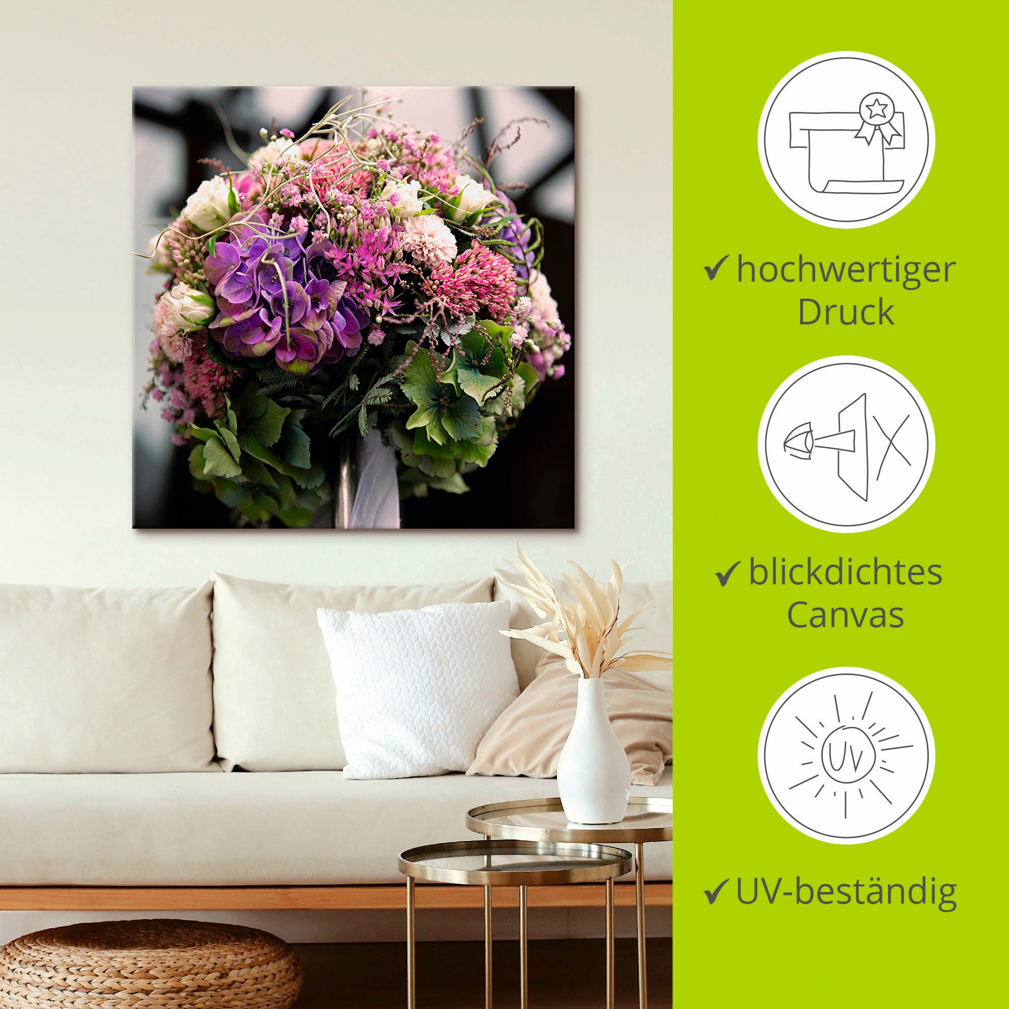 Artland Leinwandbild »Blumenkugel«, Blumen, (1 St.), auf Keilrahmen gespannt