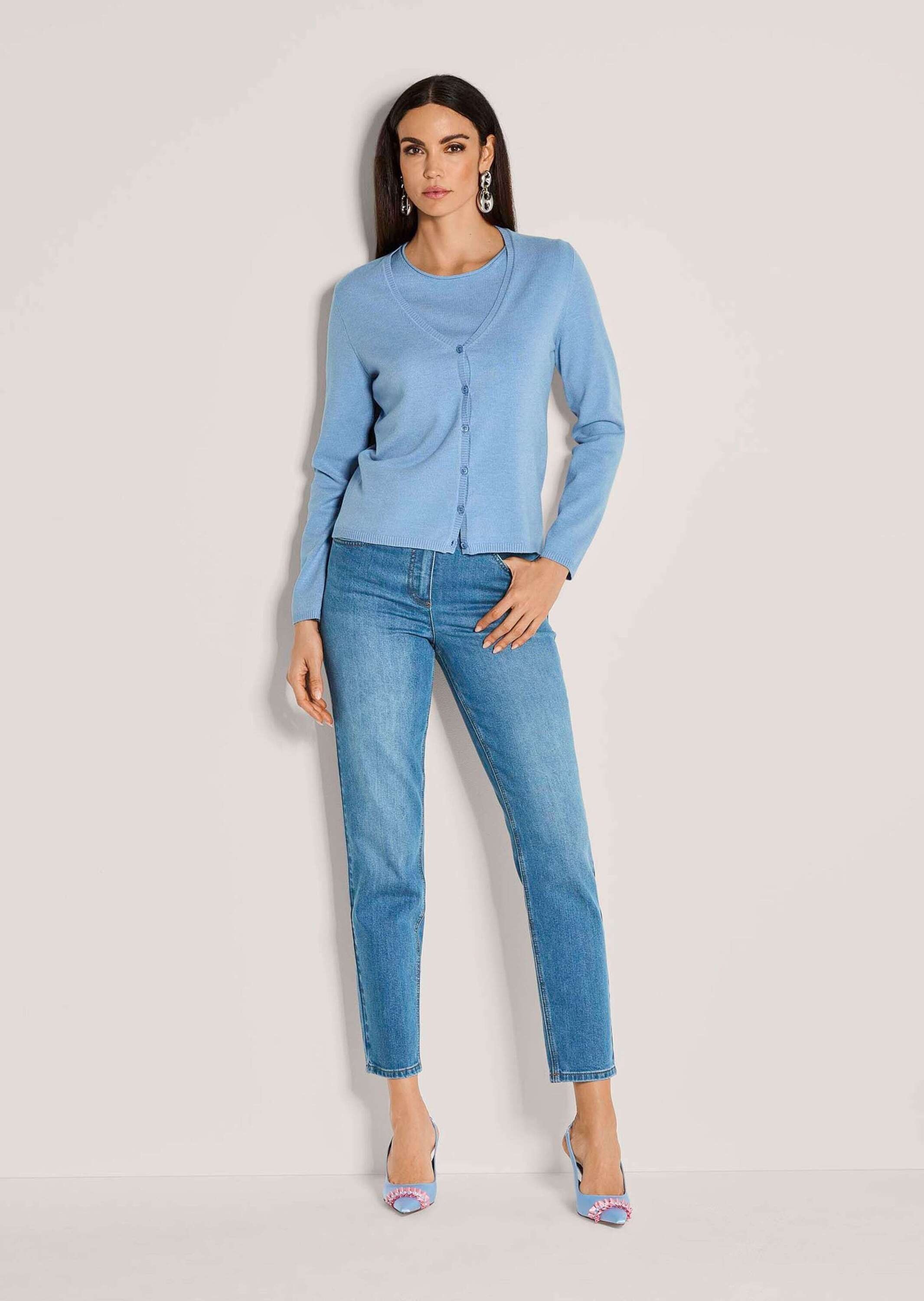 Thumbnail - MADELEINE 2-in-1-Strickjacke "Twinset Basic Strickjacke mit Halbarmpullover"