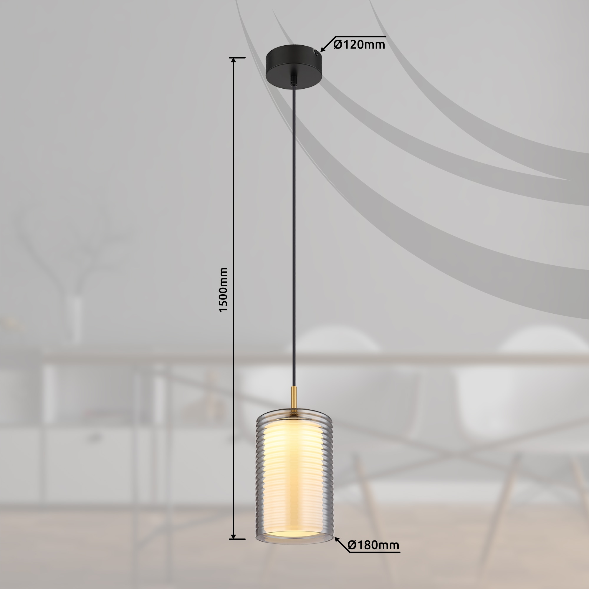 GLOBO LIGHTING LED Pendelleuchte »LAMPIGNA«, Leuchtmittel LED-Modul | LED fest integriert, Hängelampe/Hängeleuchte/Wohnzimmer/Esstisch/rauchfarben