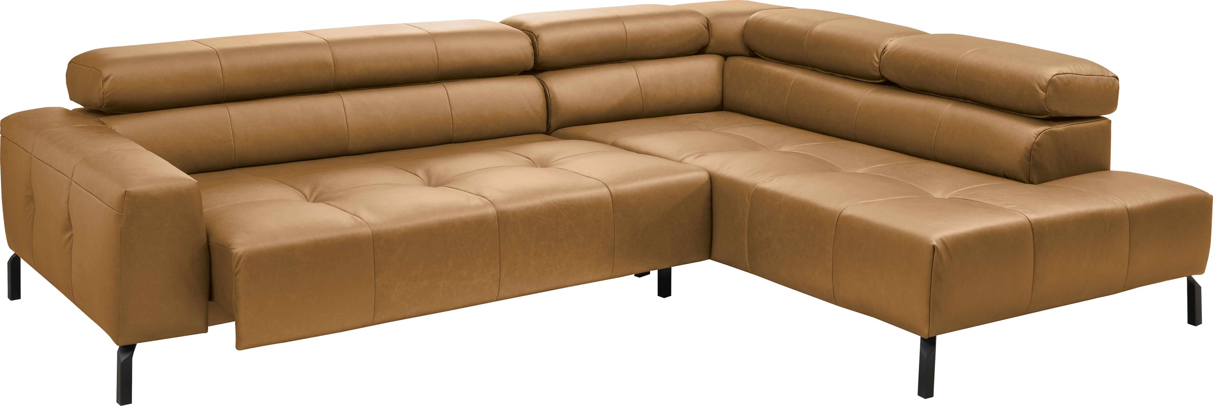 Ecksofa HOME AFFAIRE "Claya, L-Form, incl. Kopfteilverstellung, Breite 276 cm", braun (cognac), B:276cm H:71cm T:219cm, 100% Leder, Sofas, Ecksofa, wahlweise elektrischer Sitzvorzug 7