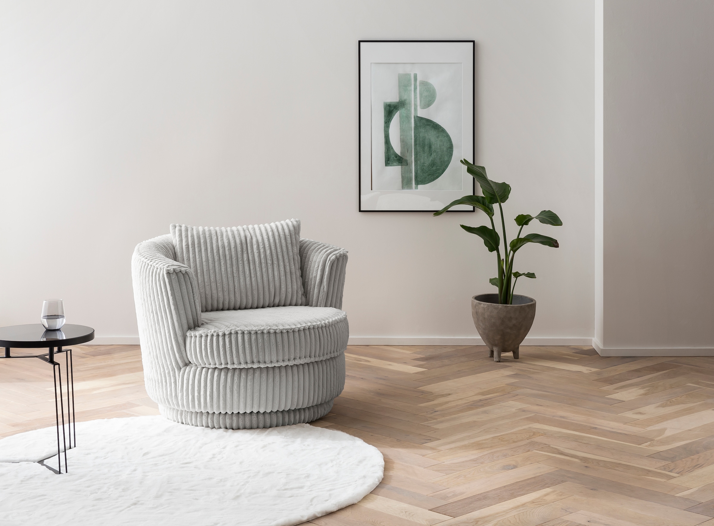 Home affaire Drehsessel "MAISIE Cord, Lese-Sessel, Love Seat," trendige Stoffe MEGA CORD und Web-Velours, 360 Grad drehbar