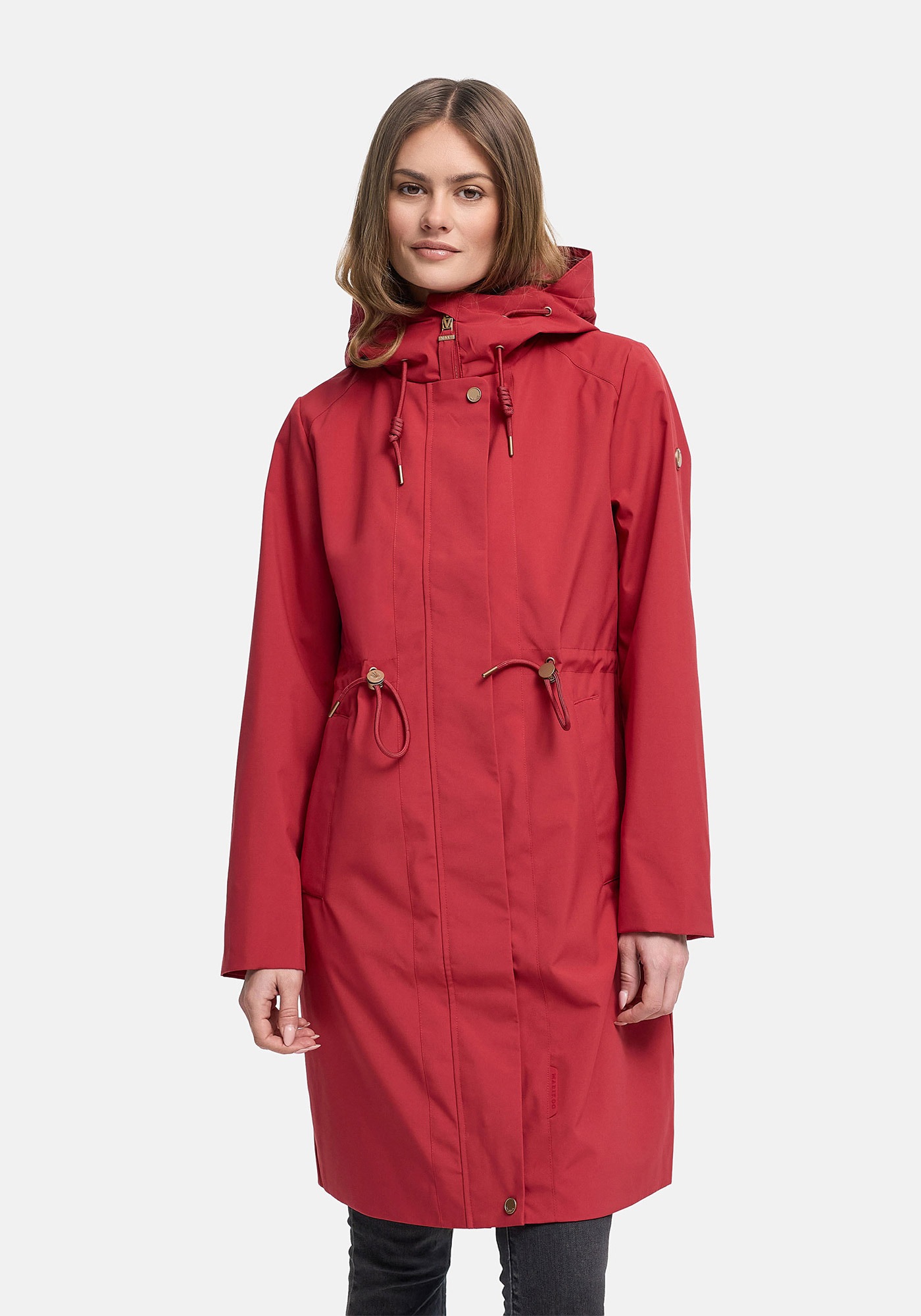 Outdoorjacke MARIKOO "Zilandaa", Damen, Gr. 3XL, velvet rot, Obermaterial: 100% Polyester; Futter: 100% Polyester; Wattierung: 100% Polyester; Ärmelfutter: 100% Polyester, Jacken Outdoorjacke, Moderner Outdoorparka mit Kapuze und Kordelzug
