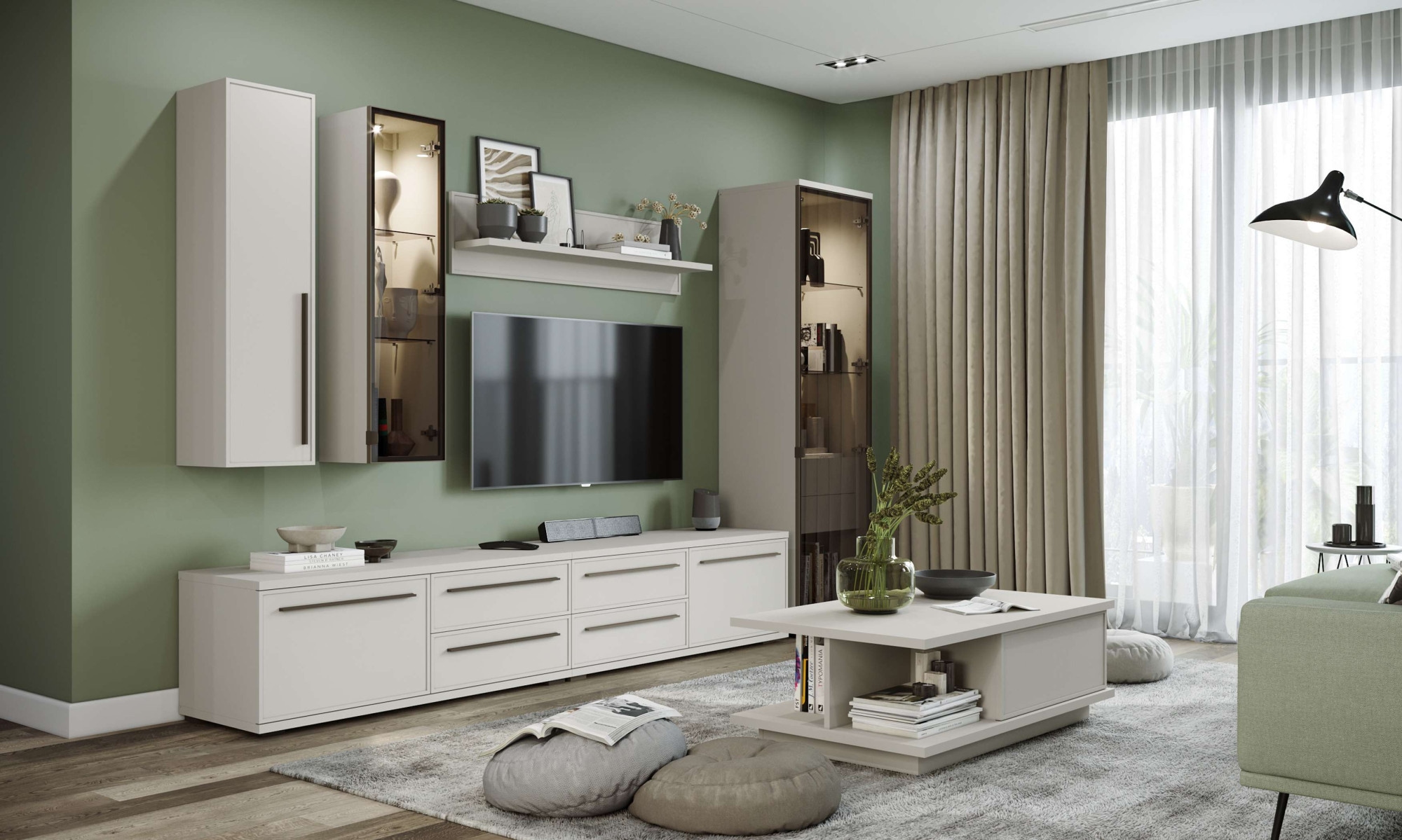 PLACES OF STYLE TV-Board »Opera TV-Lowboard, TV-Kommode, TV-Schrank, TV-Unterschrank, TV-Möbel« UV lackiert, Soft Close Funktion, Höhenverstellbare Füße