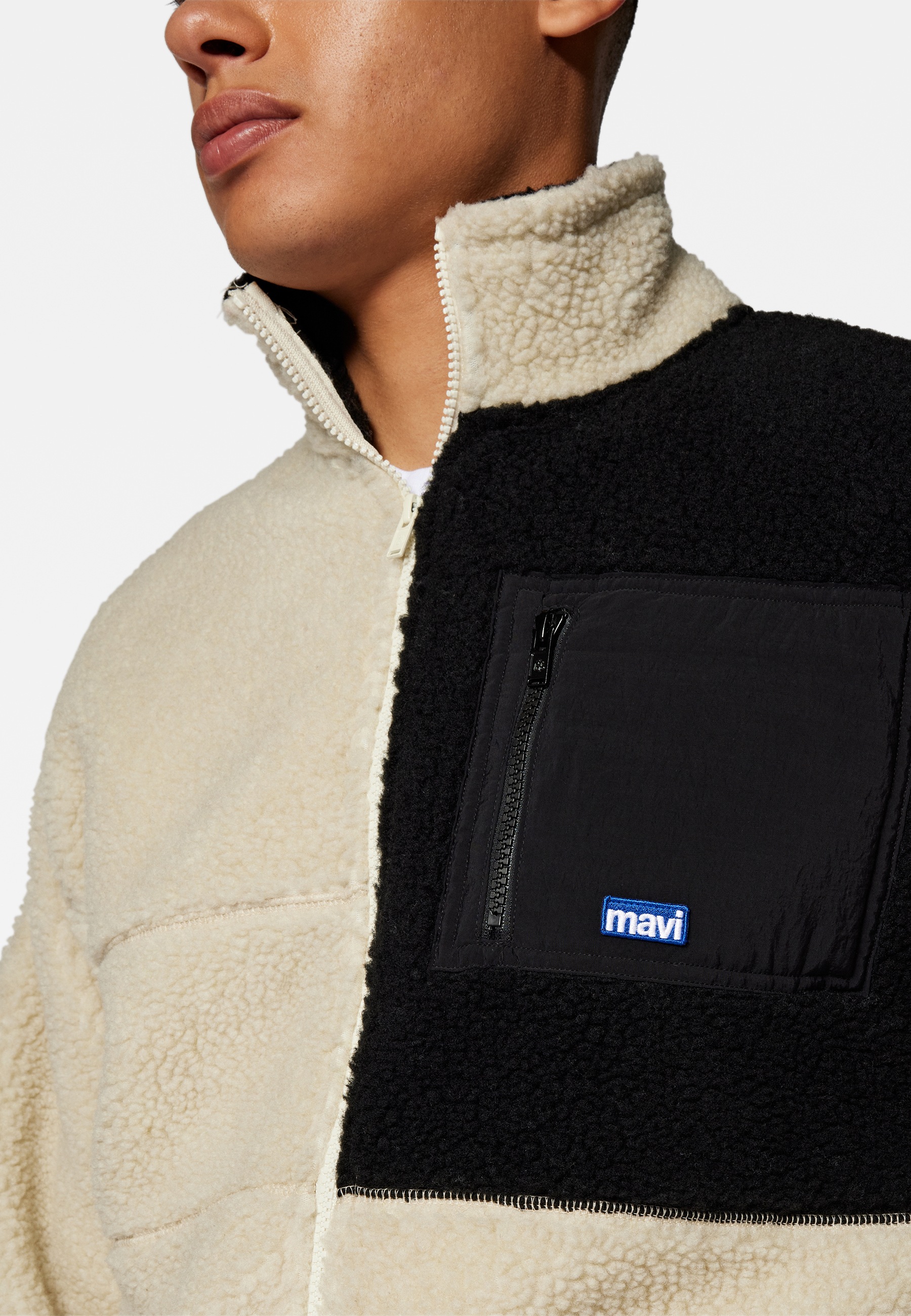 Mavi Fleecejacke »ZIP UP SWEATSHIRT«, ohne Kapuze, Teddy Jacke