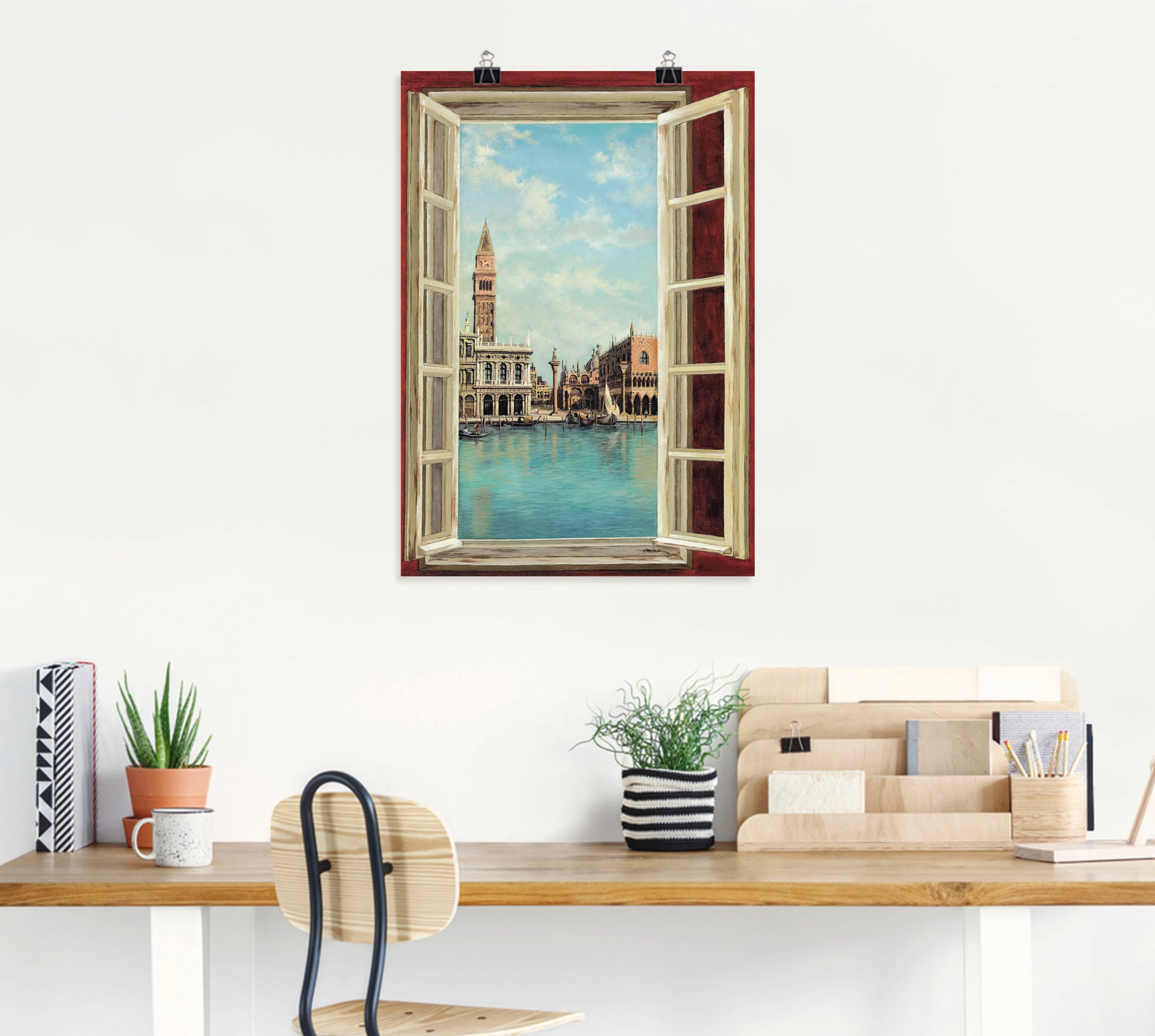 Artland Wandbild "Fenster mit Blick auf Venedig", Fensterblick, (1 St.), al günstig online kaufen