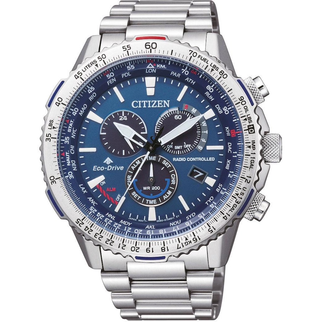 Citizen Funkchronograph »Promaster Sky, CB5000-50L«, Armbanduhr, Herrenuhr, Solar, Stoppfunktion