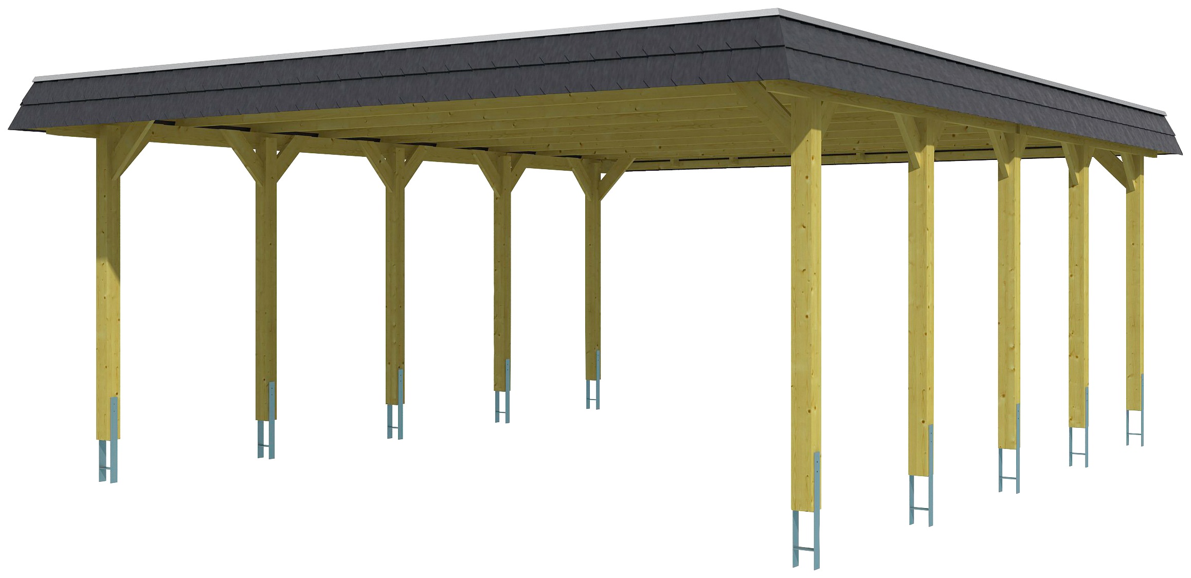 Skanholz Doppelcarport »Spreewald«, Fichtenholz, 530 cm, grün