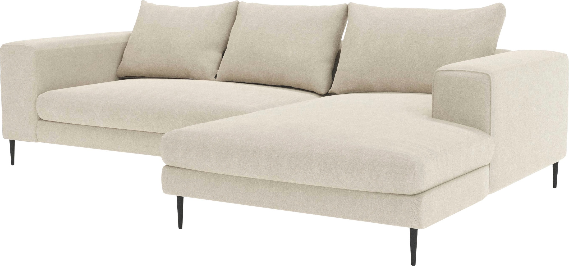 INOSIGN Ecksofa »Aurora, L-Form, mit extra breiter Recamiere, 324 x 170 cm (BxT)«, Designsofa mit tollem Sitzkomfort, extra hohe Metallfüße schwarz