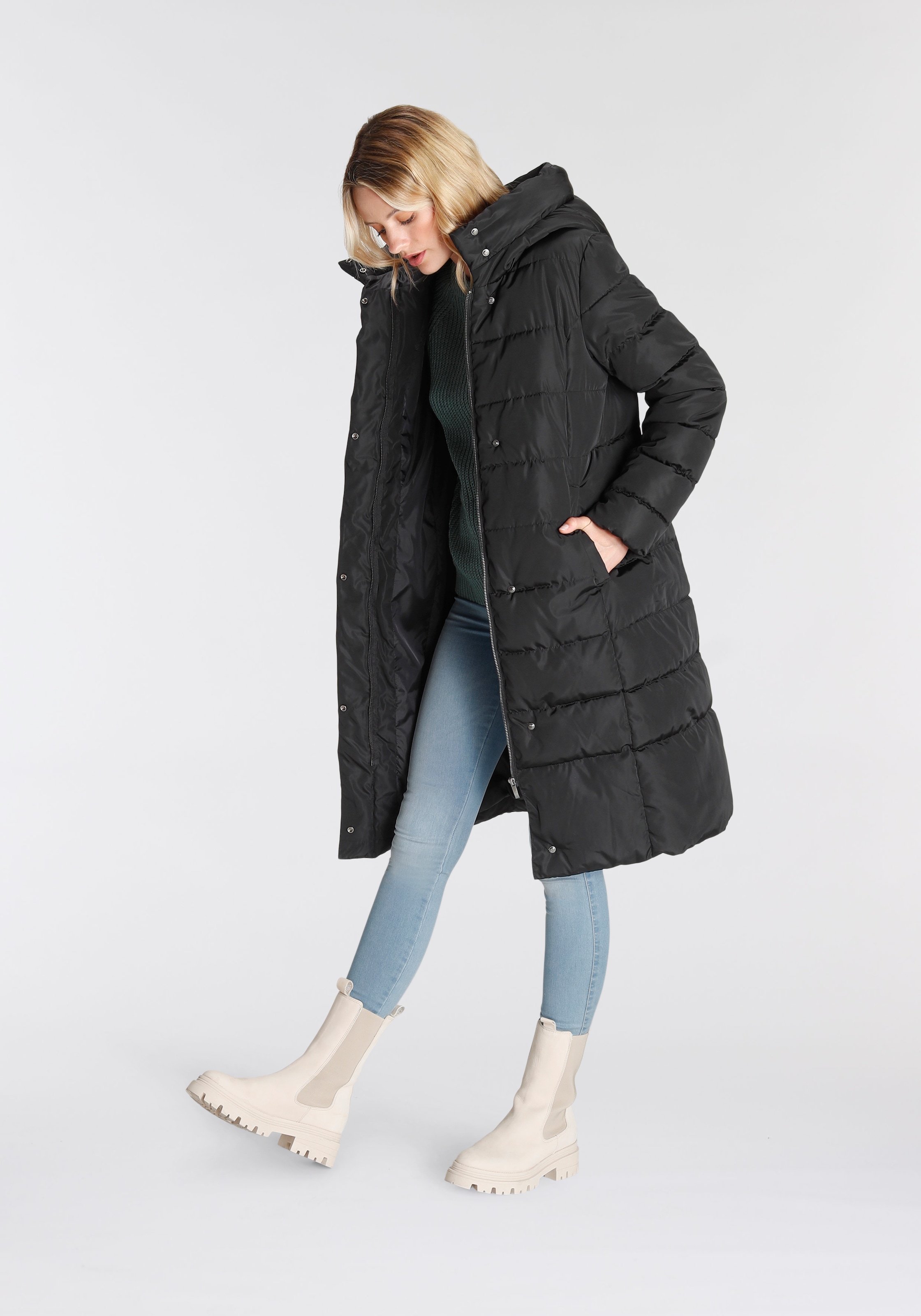 ONLY Steppmantel »ONLTINA PUFFER X LONG COAT OTW«, mit Kapuze bestellen |  BAUR