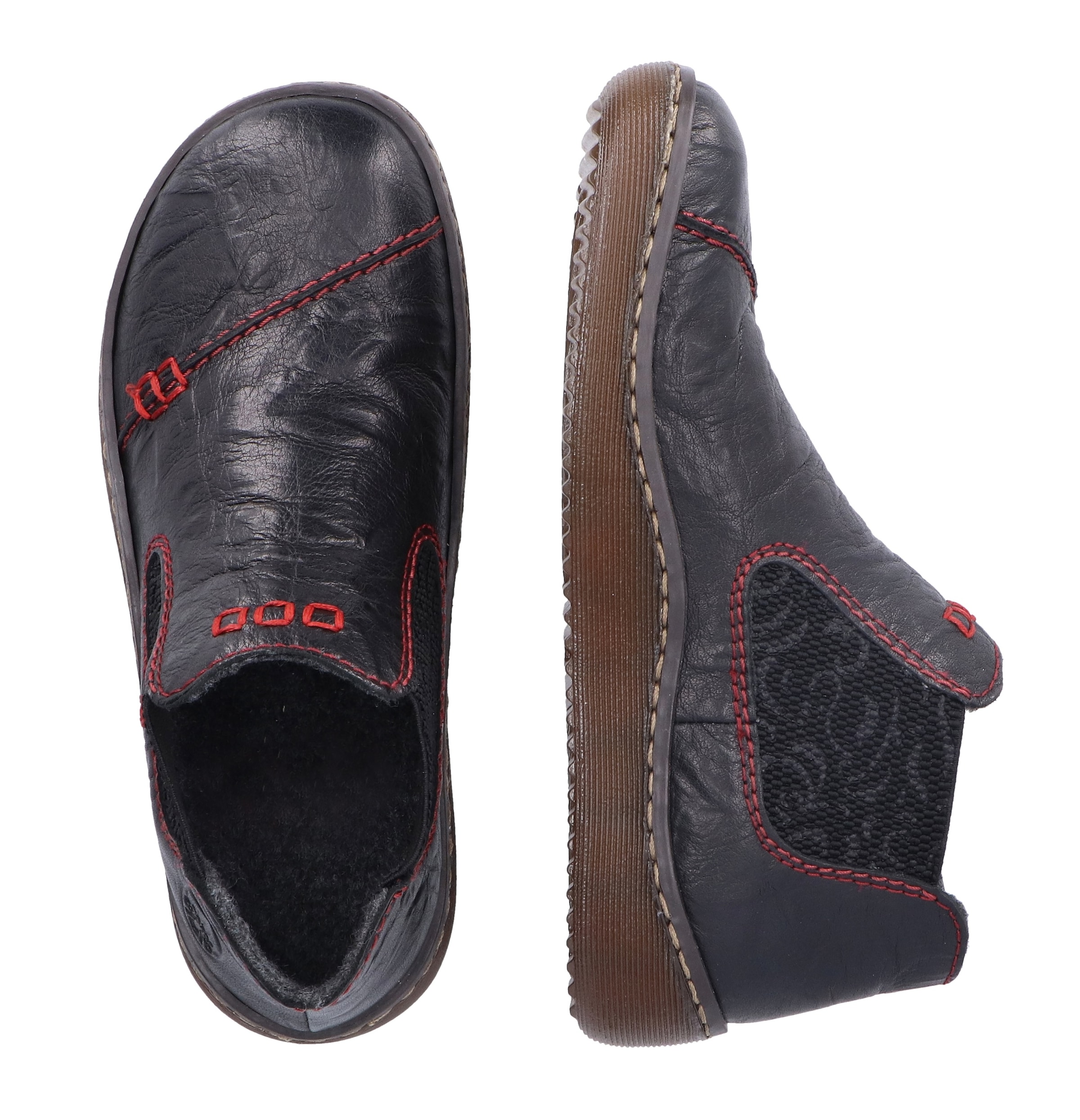 Rieker Chelseaboots, Stiefelette, Boots, Schlupfschuh mit gemustertem Stretcheinsatz