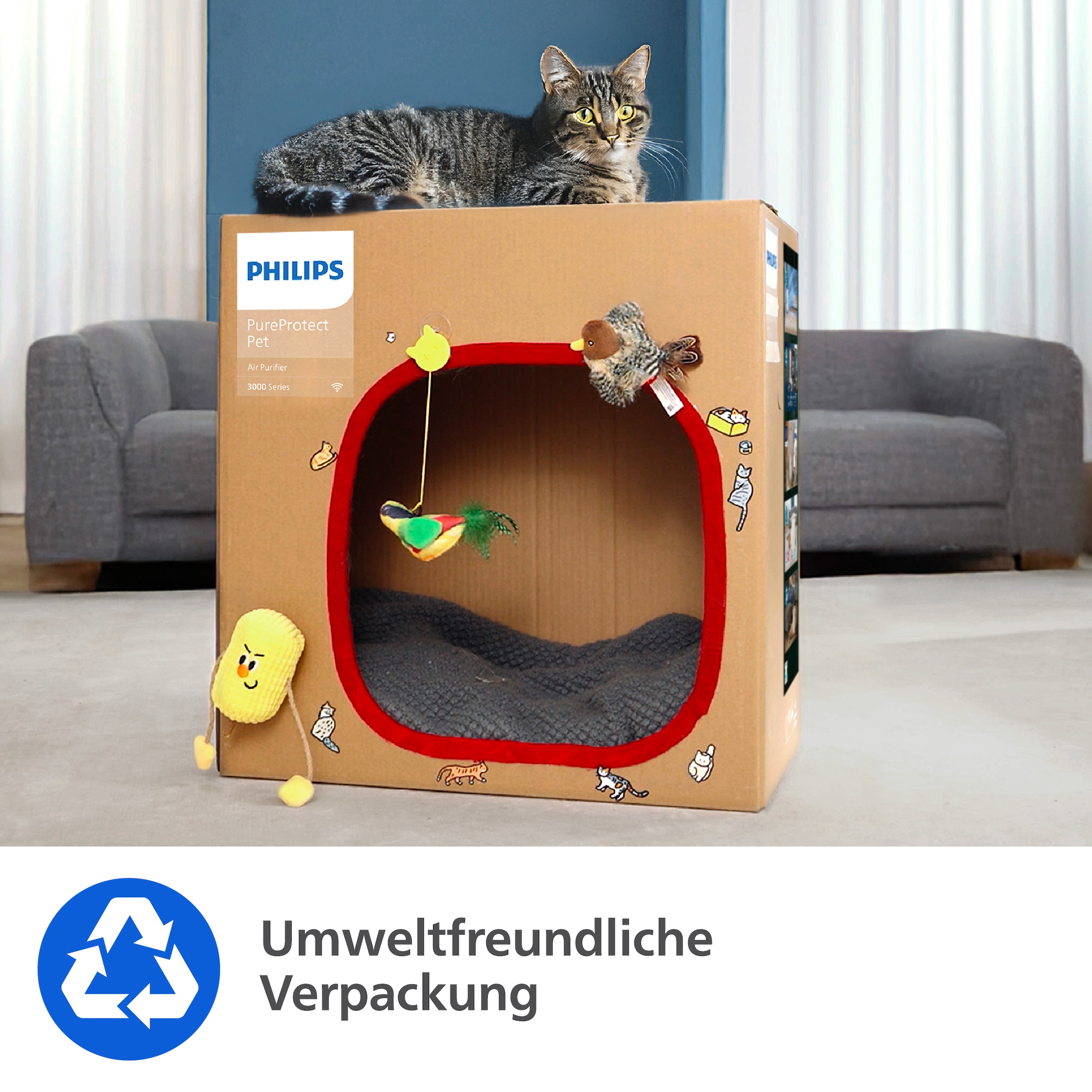 Philips Luftreiniger »AC3360/11 PureProctect Pet 3000 Series, Luftreinigungsrate 400 m³/h« für 104 qm Räume 4-Schichten-HEPA-Filtersystem, mit App Verbindung, tierfreundlich
