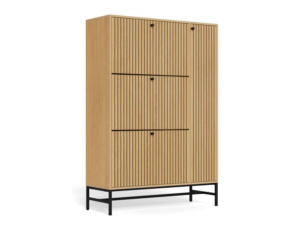 ACTONA GROUP Schuhschrank »Albany Schuhschrank – modernes Design & Stauraum mit Lamellenfront« Schuhmöbel mit 3 Fächern und extra Stauraum für Zubehör, B: 98,7 cm