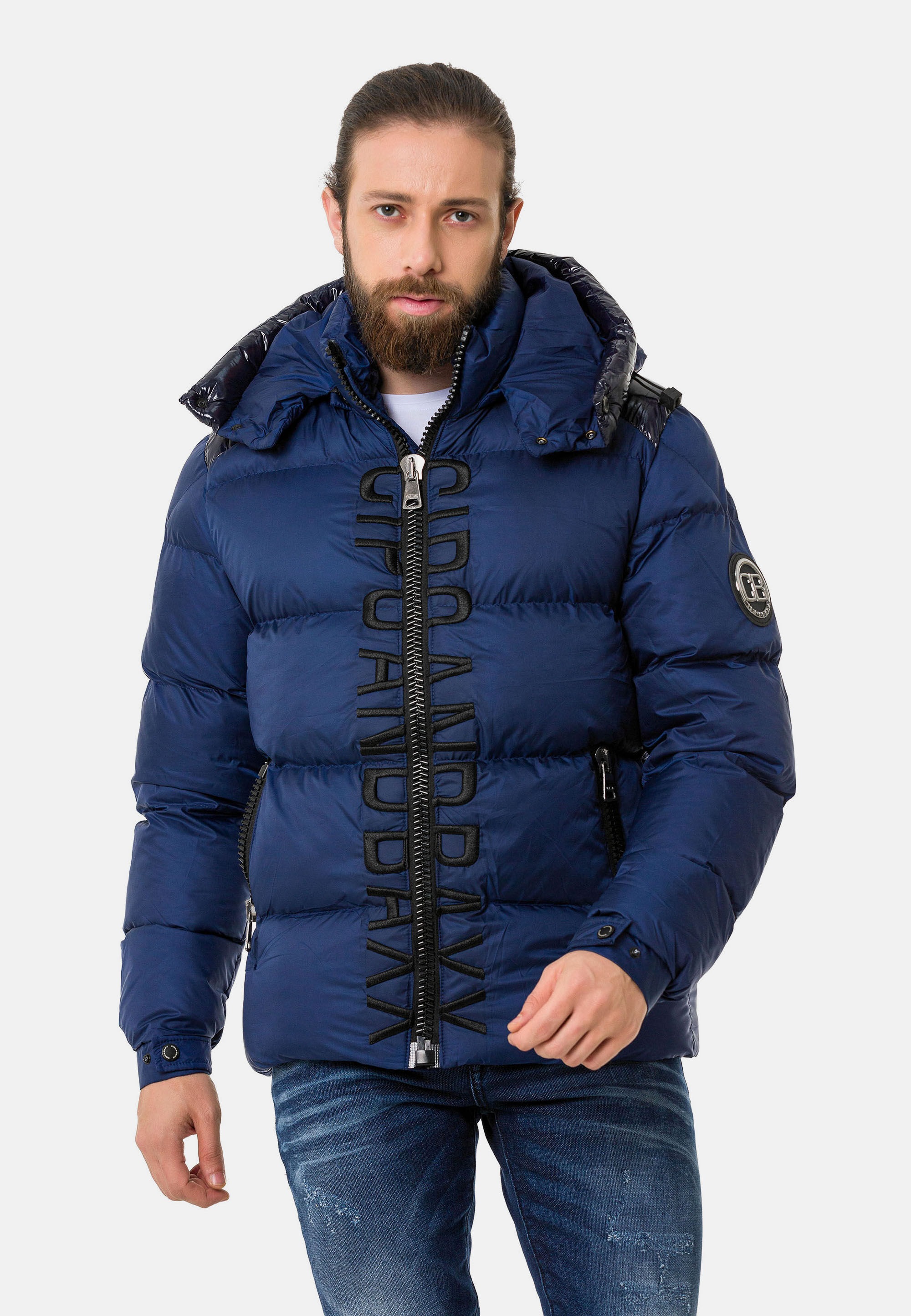 Cipo & Baxx Winterjacke »Winterjacke«, mit Kapuze, mit modischen Schriftzug
