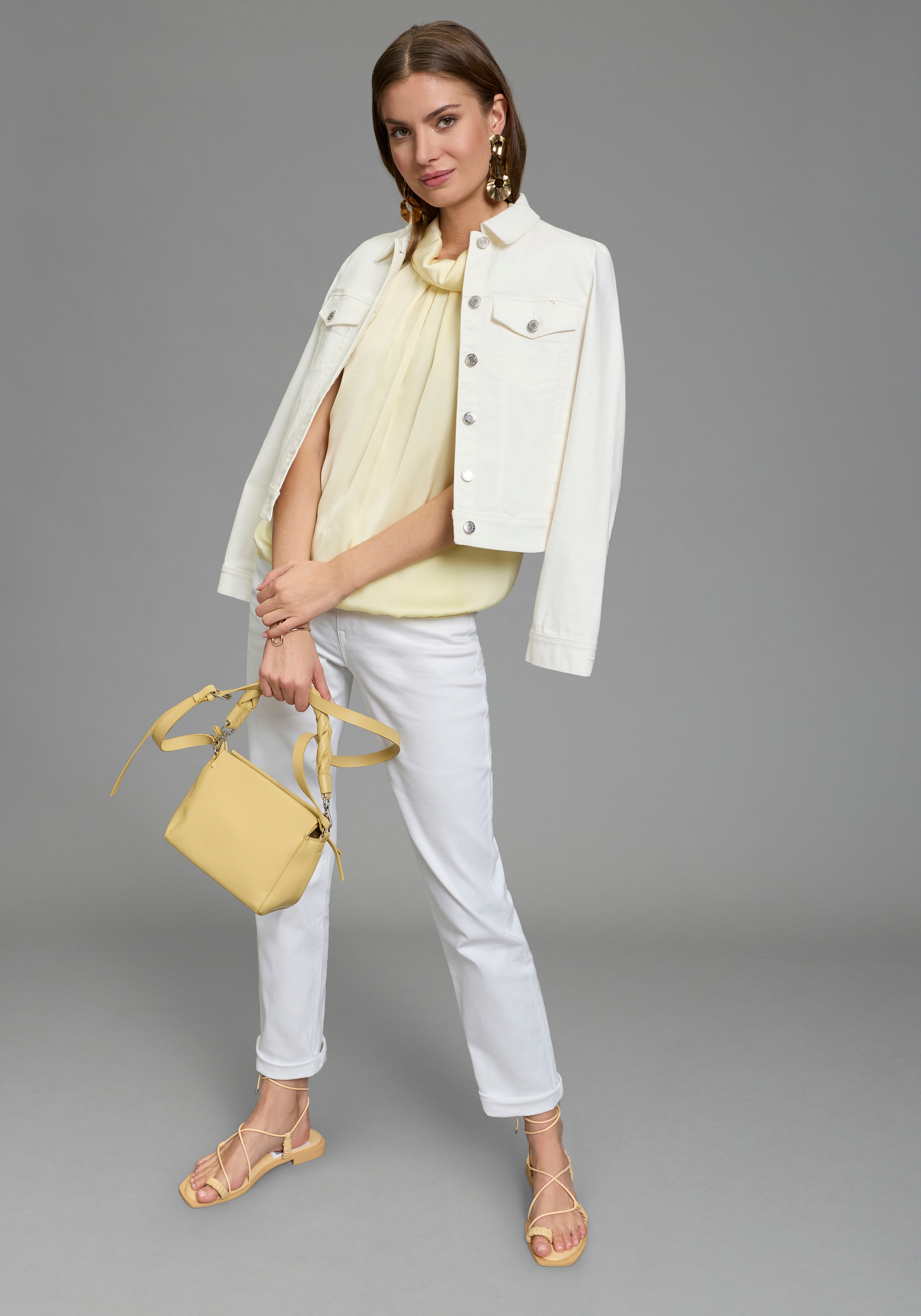 Laura Scott Women's Blouse Top Light Yellow 48 3