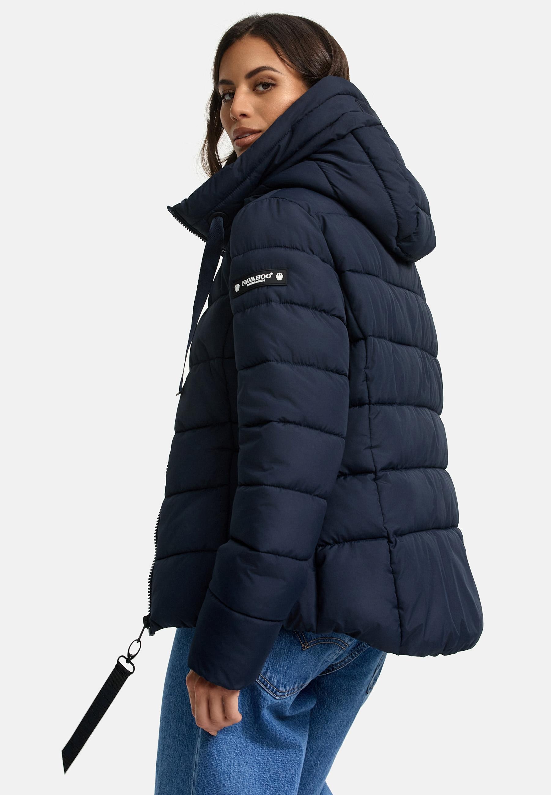Navahoo Steppjacke »Amayaa«, mit Kapuze, stylische Damen Winterjacke mit coolen Applikationen