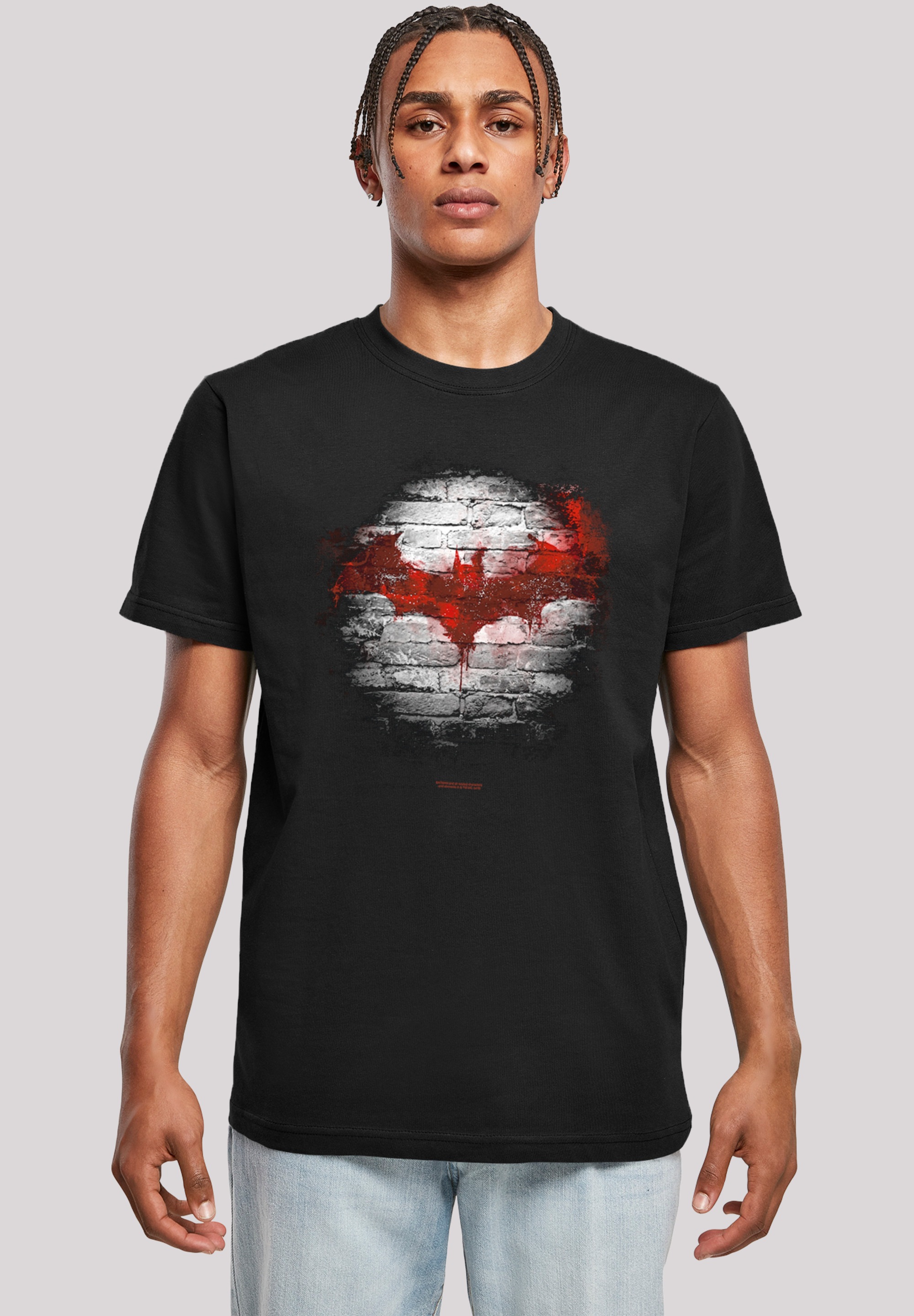 F4NT4STIC Kurzarmshirt »F4NT4STIC Herren Batman Logo Wall with T-Shirt Round Neck«, (1 tlg.)