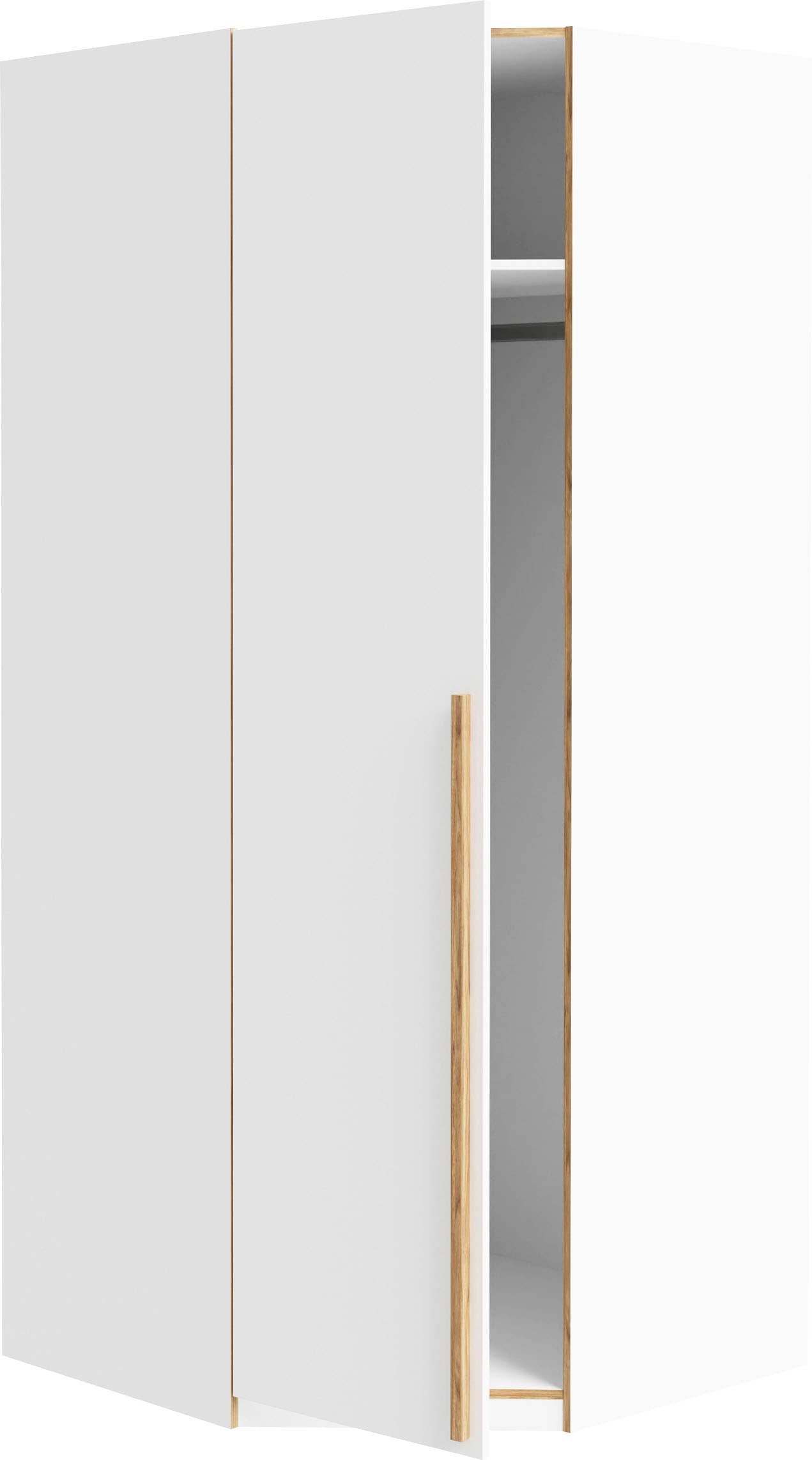 FORTE Eckschrank »TOPSELLER! Kleiderschrank, 4 Einlegeböden, Kleiderstange aus Metall«, (Maße: B/H/T ca. 128/215/103cm), Türanschlag rechts/ links wechselbar, Stauraumwunder
