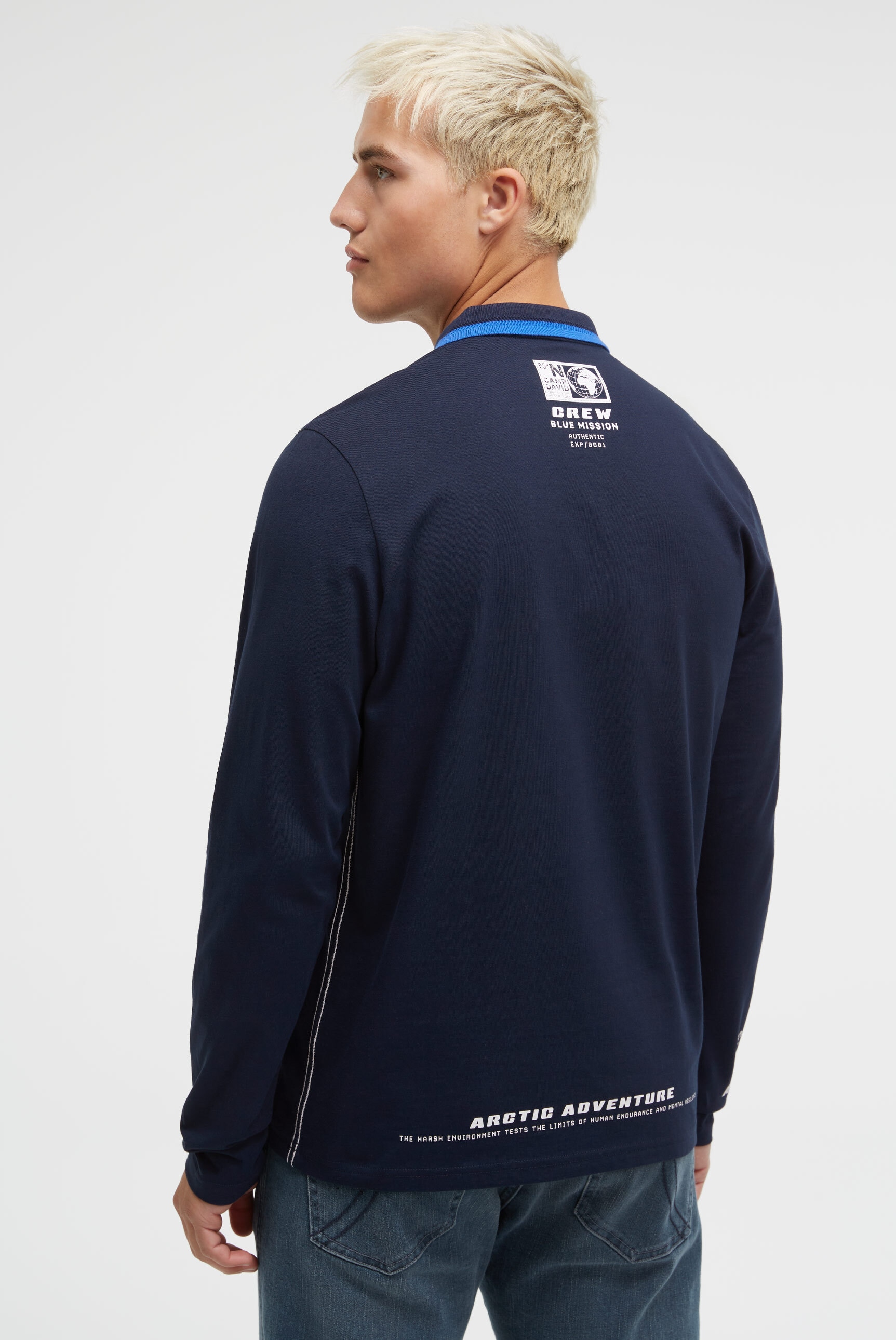 CAMP DAVID Langarm-Poloshirt, aus Baumwolle