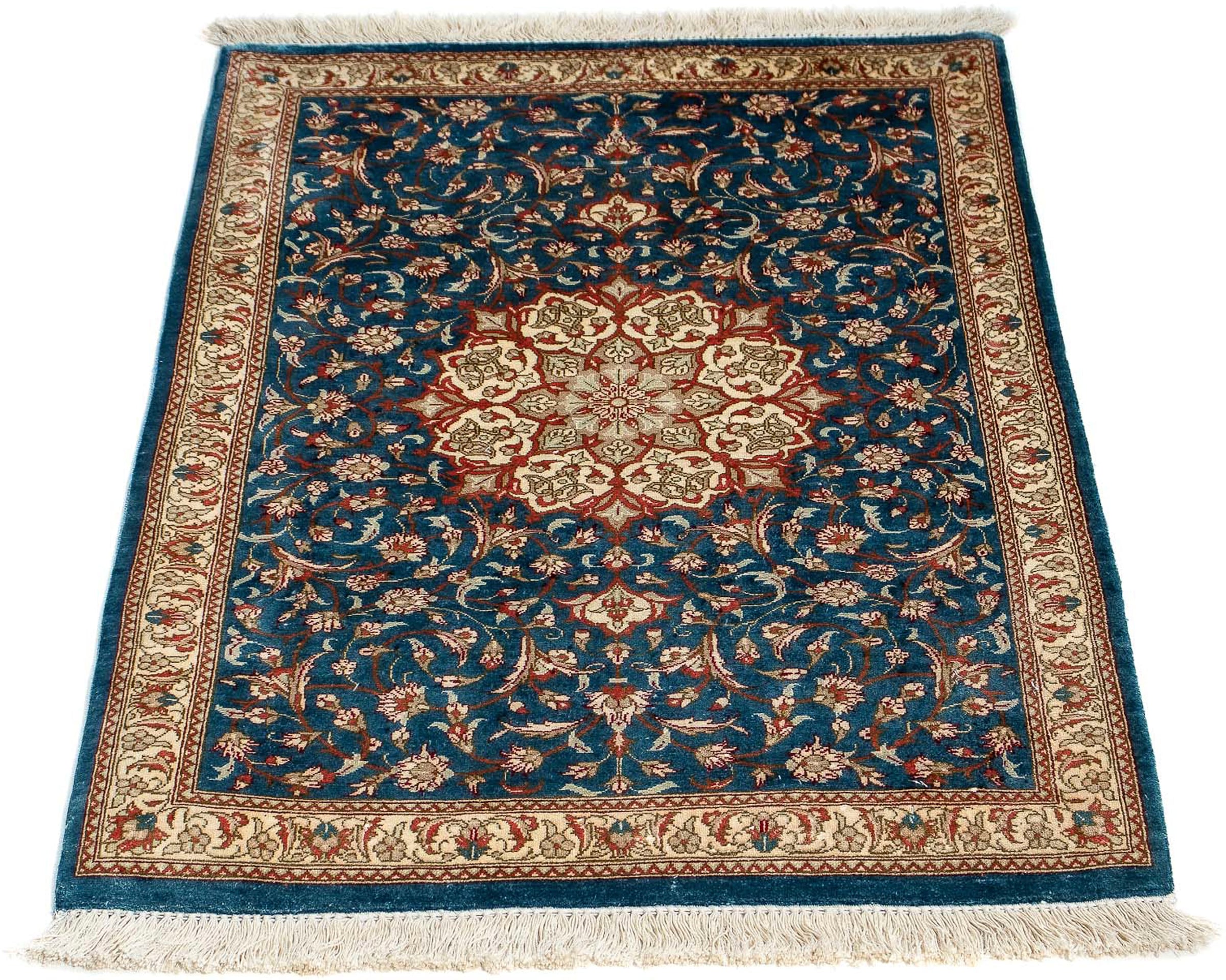 morgenland Orientteppich "Perser - Ghom - 94 x 58 cm - blau", rechteckig, 10 mm Höhe, Wohnzimmer, Handgeknüpft, Einzelst