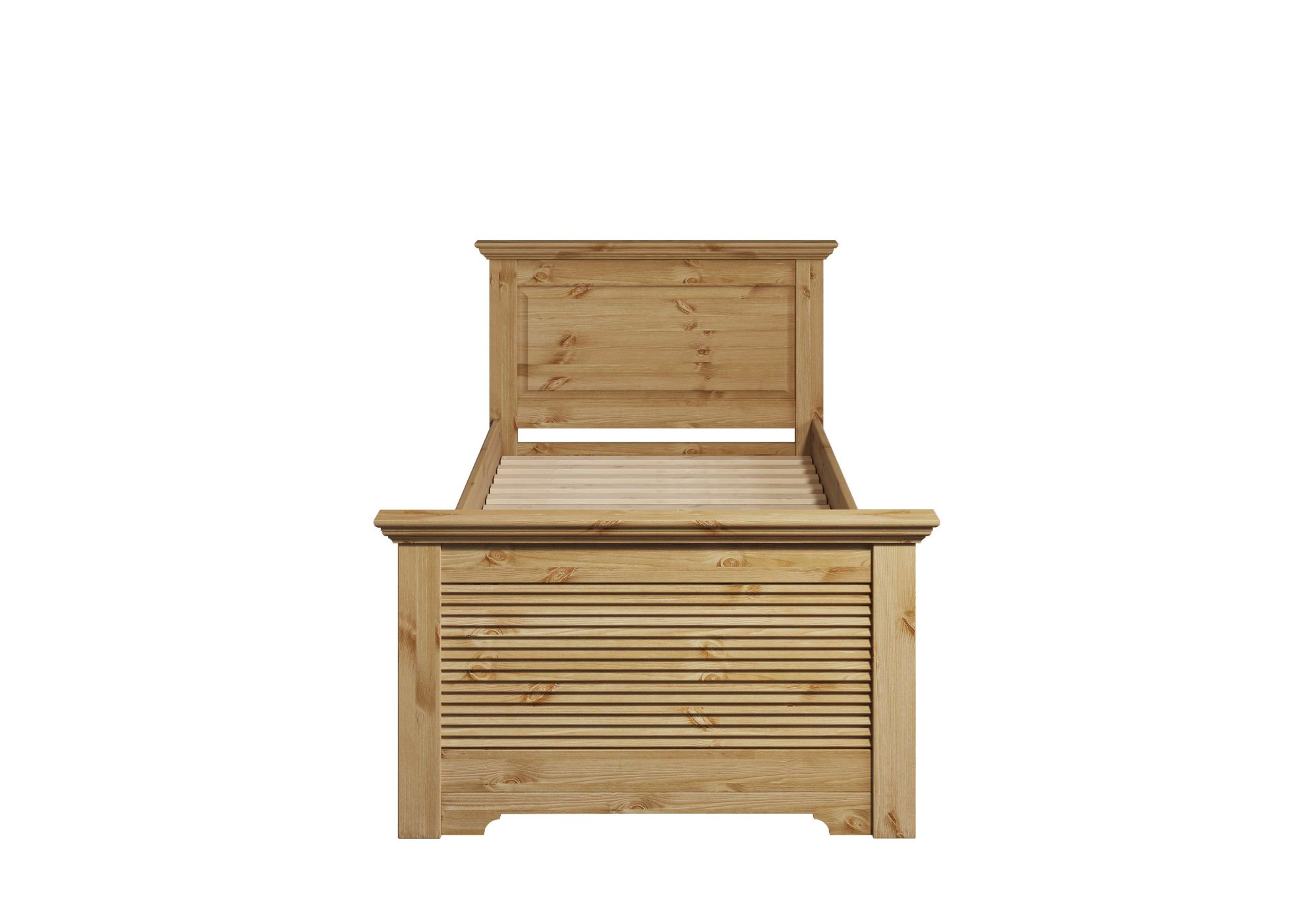 Home affaire Bett »Rauna, Landhausstil, edles Design mit Lamellen und Kassetten, 2 Farben«, (Breite/Belastbarkeit 180cm=220 KG, 90cm=120KG), FSC® zertifiziertes Kieferholz, massive Qualität mit Lattenrost