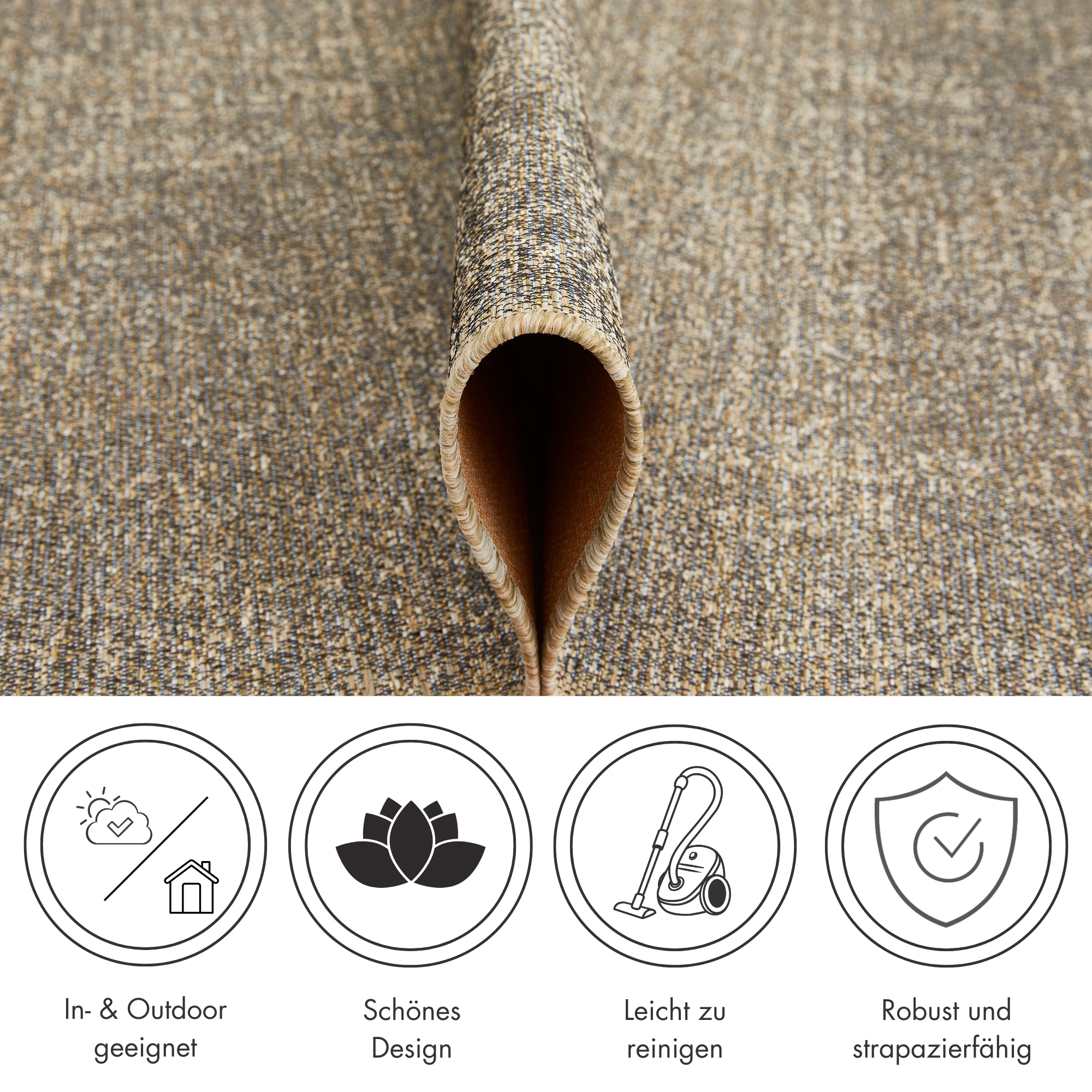 LUXOR living Teppich »Patio, Made in Belgium«, rechteckig, 3 mm Höhe, Kurzflor, meliert, In- und Outdoor geeignet, für Balkon & Terrasse