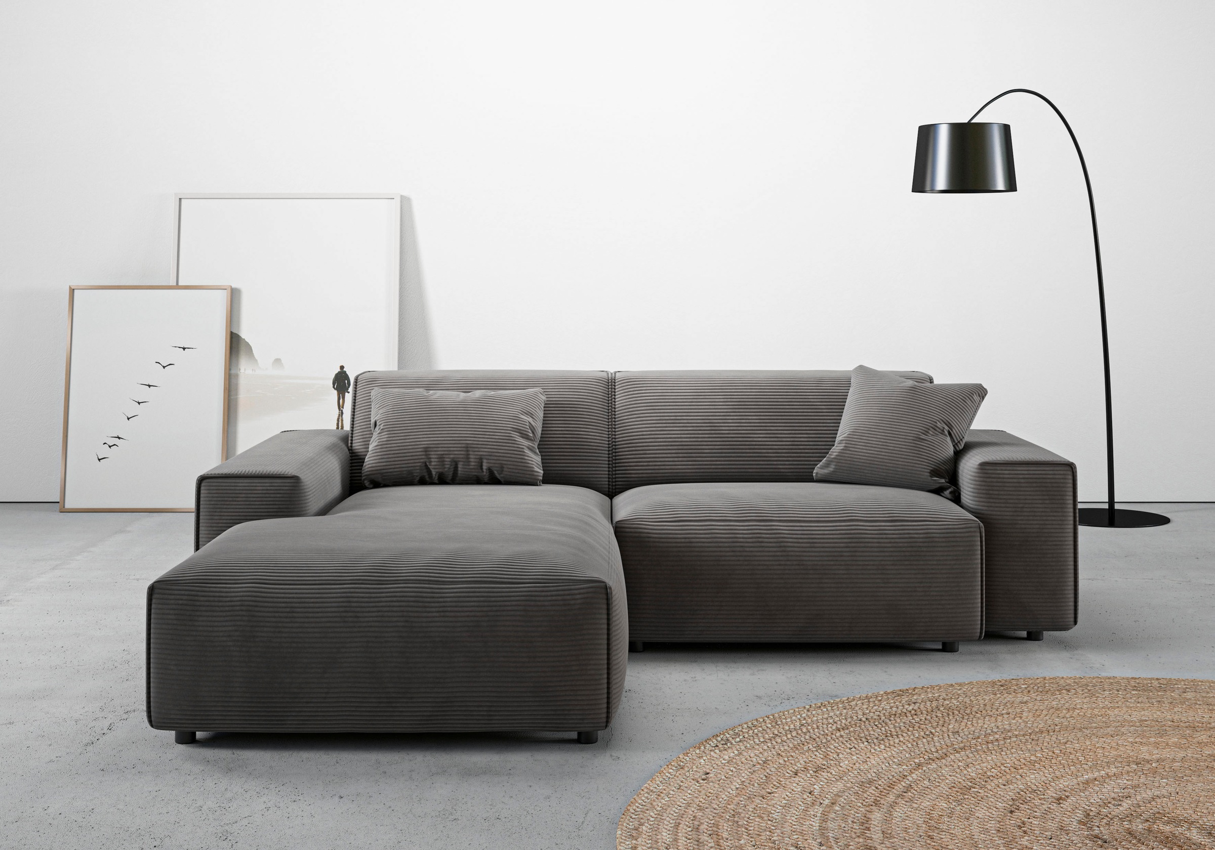 andas Ecksofa »Glimminge L-Form auch in Breitcord, Feincord + Easy care-Bezug,«, Breite 234, Zierkissen