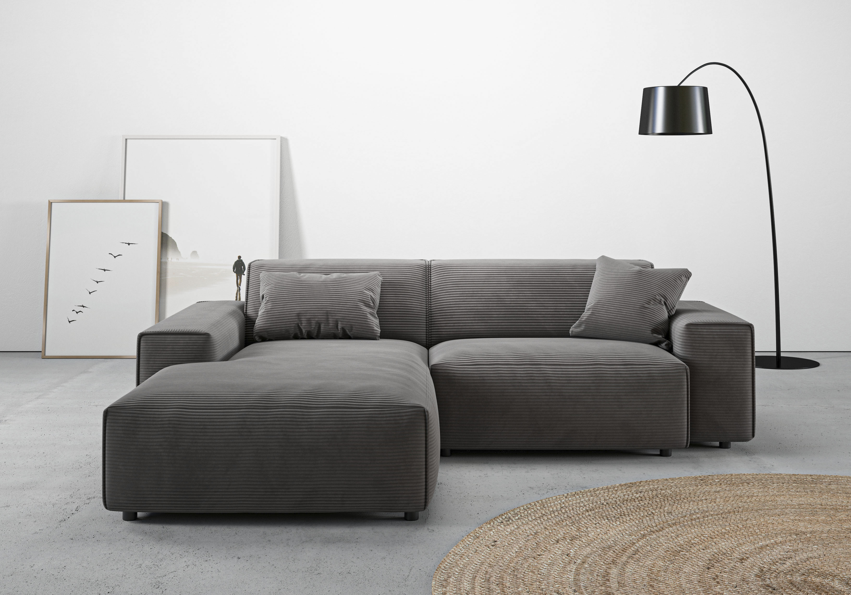 Home affaire Ecksofa "Glimminge L-Form auch in Breitcord, Feincord + Easy care-Bezug," Breite 234, Zierkissen