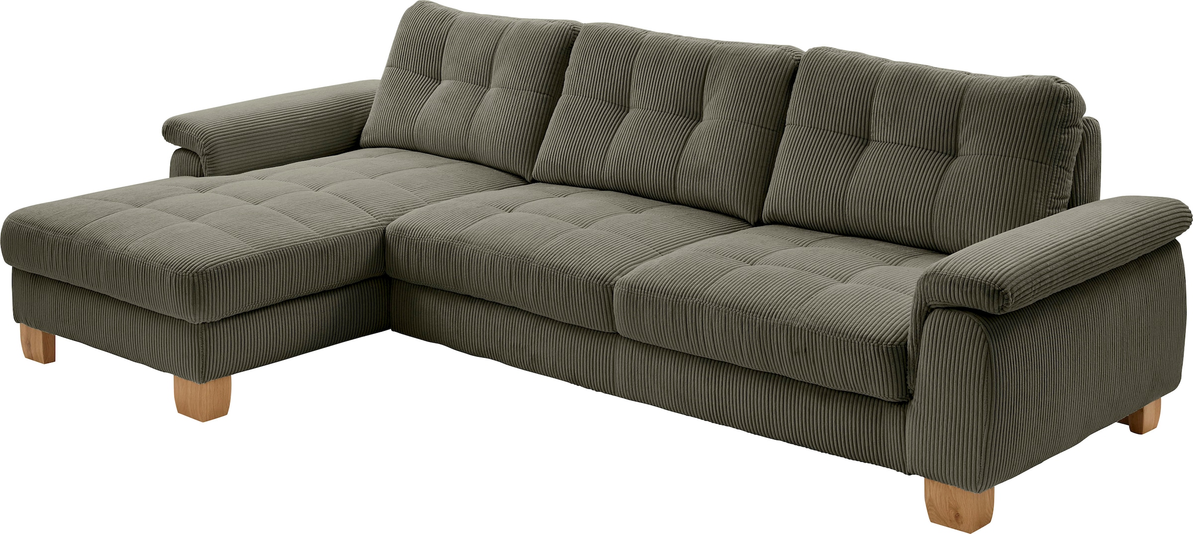 Die PlanBar Ecksofa "PP-LA19101 L-Form, Breite 316 cm" wahlweise mit Schlaffunktion und verstellbaren Kopfstützen, in Cord