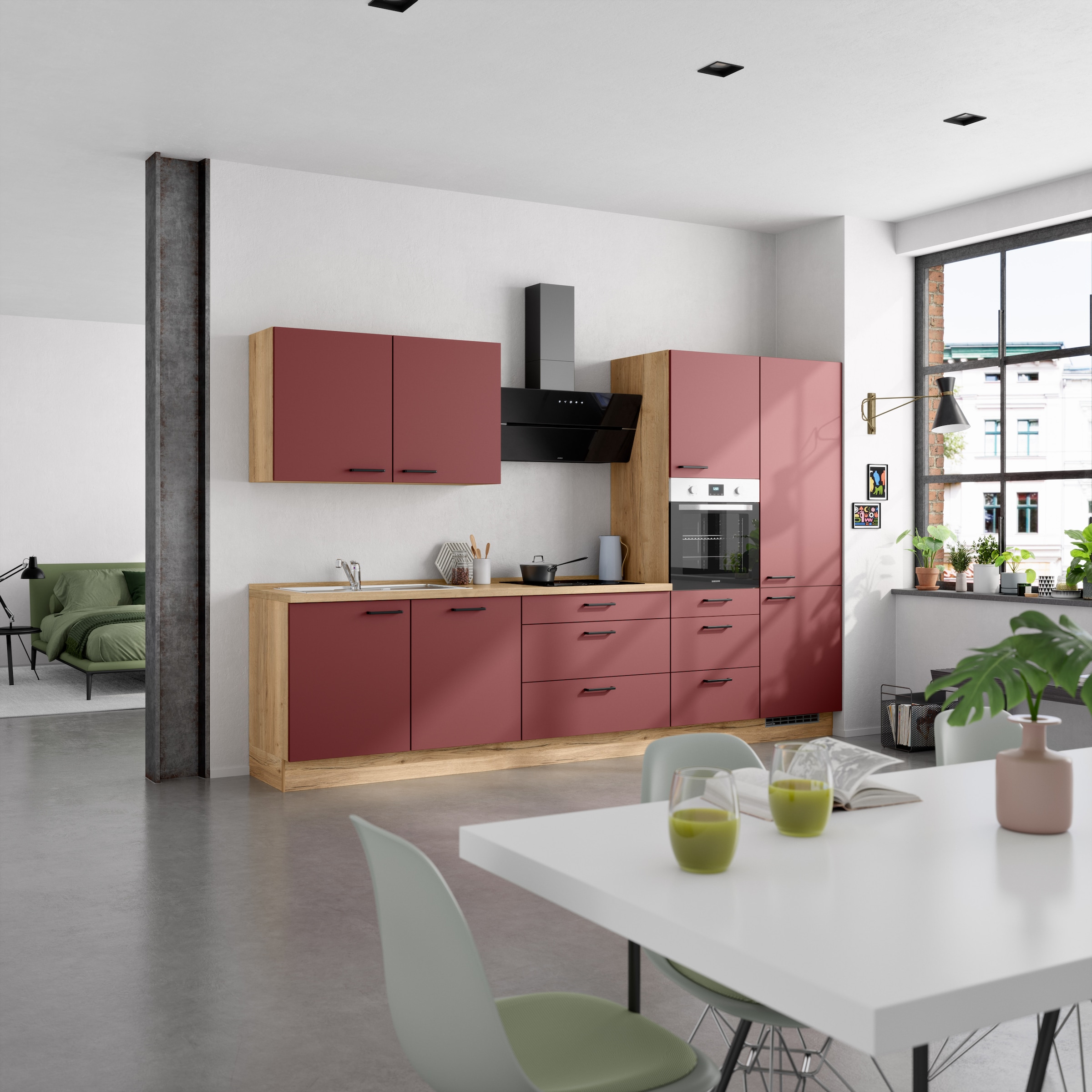 nobilia® Küchenzeile »"Easytouch II"«, vormontiert, Ausrichtung wählbar, Breite 330 cm, wahlw. mit E-Geräten