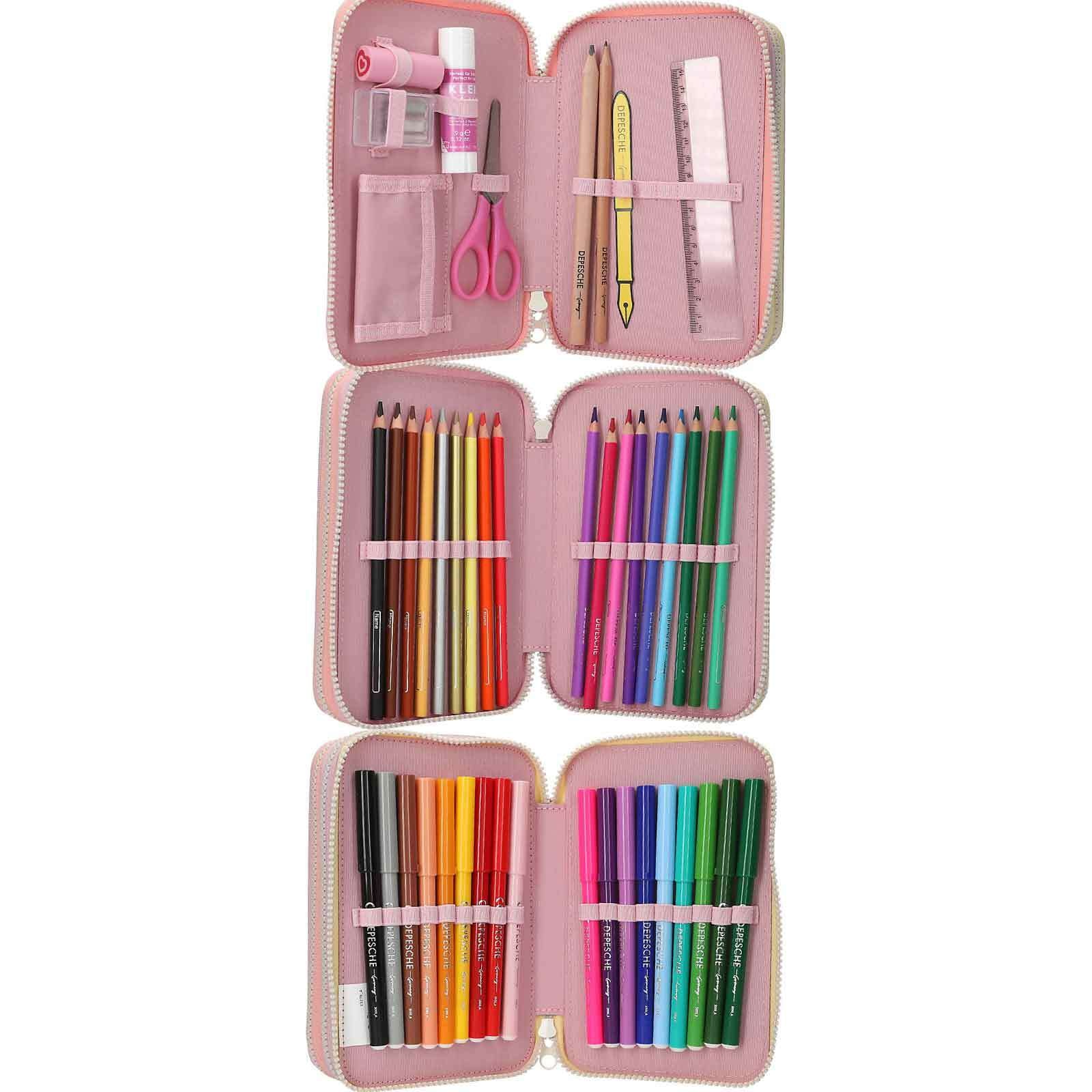 Depesche Buntstift »3-Fach Federtasche Farbwolke inkl. Stifte Ylvi 7,5 x 13,5 x 20 cm rosa«