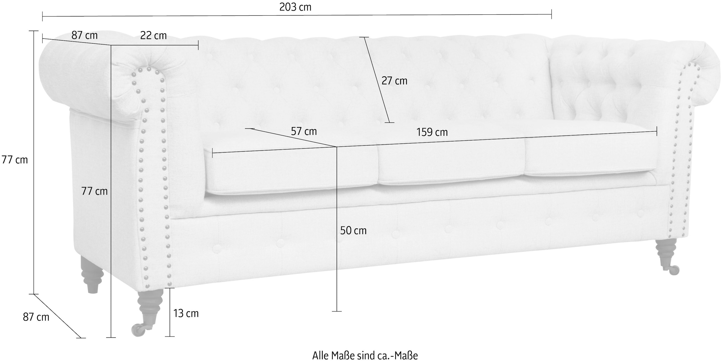 Home affaire Chesterfield-Sofa »Aarburg«, aufwändige Knopfheftung und Ziernägel im Chesterfield-Design