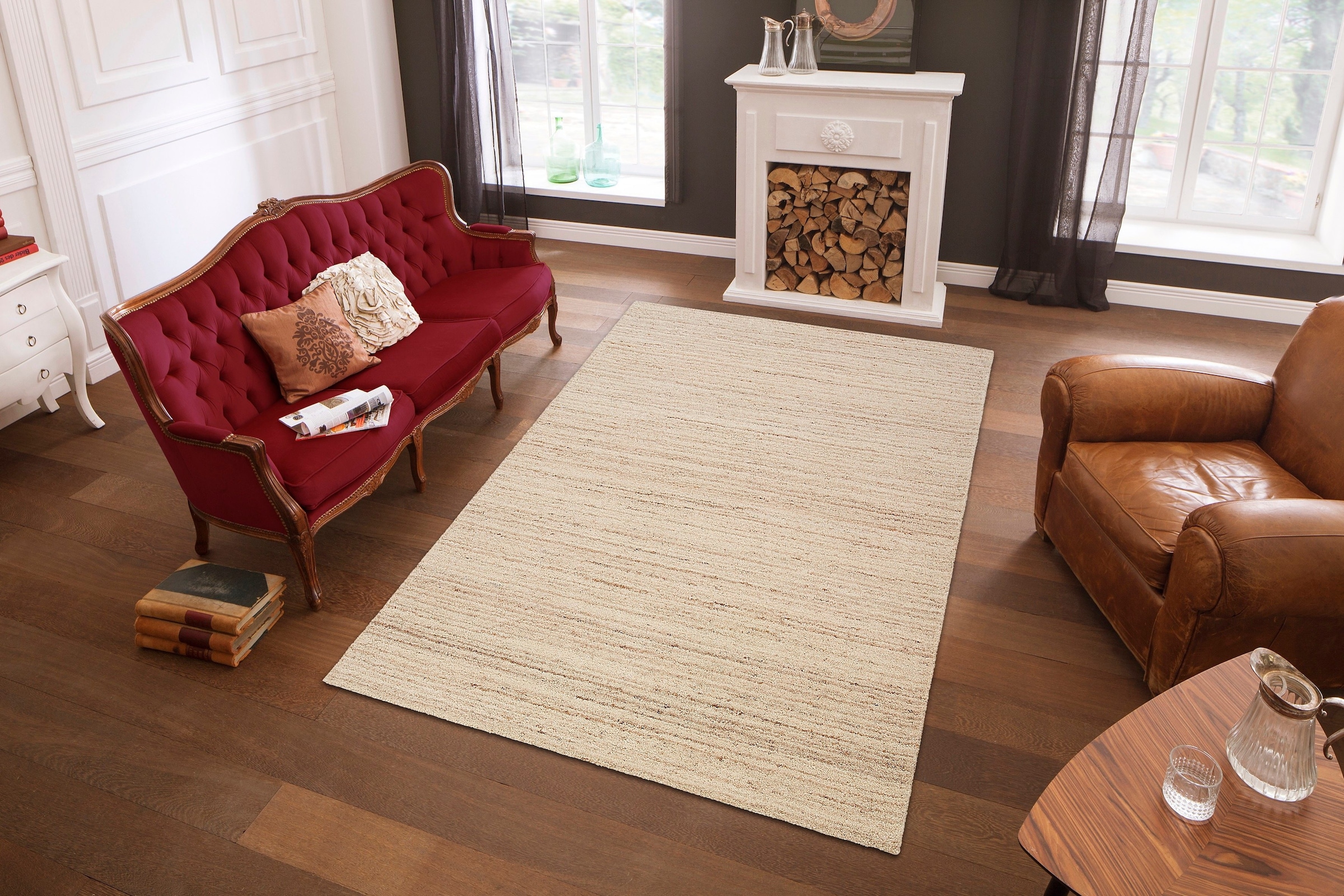THEKO Wollteppich »Janne, Berber Teppich, Wolle, meliert, handgearbeitet«, rechteckig, 20 mm Höhe, handgetuftet, Wohnzimmer, Schlafzimmer, Esszimmer
