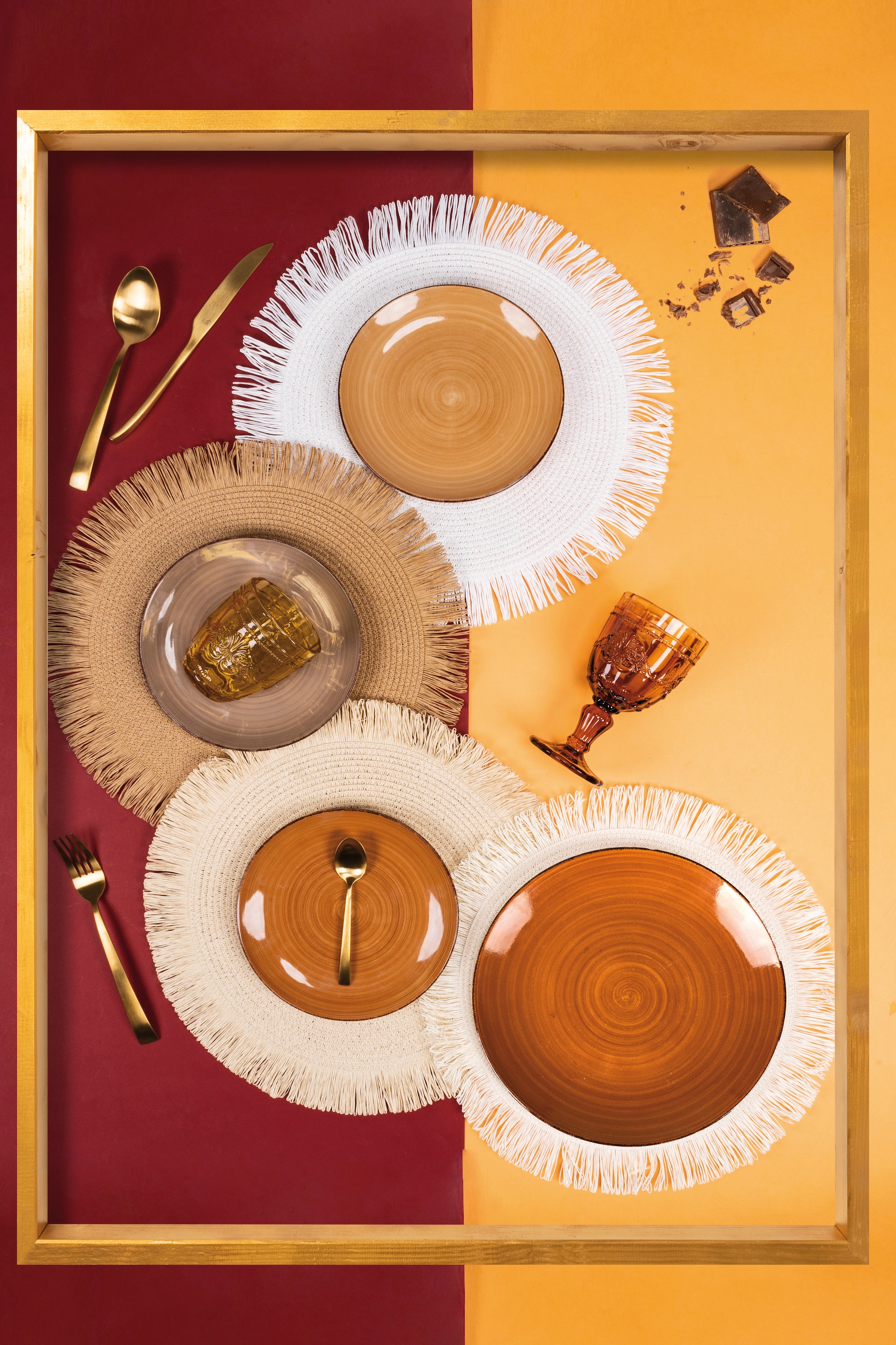Villa d'Este Teller-Set »Geschirr-Set Baita Chocolate«, (Set, 12 tlg.), Service, Tafelservice