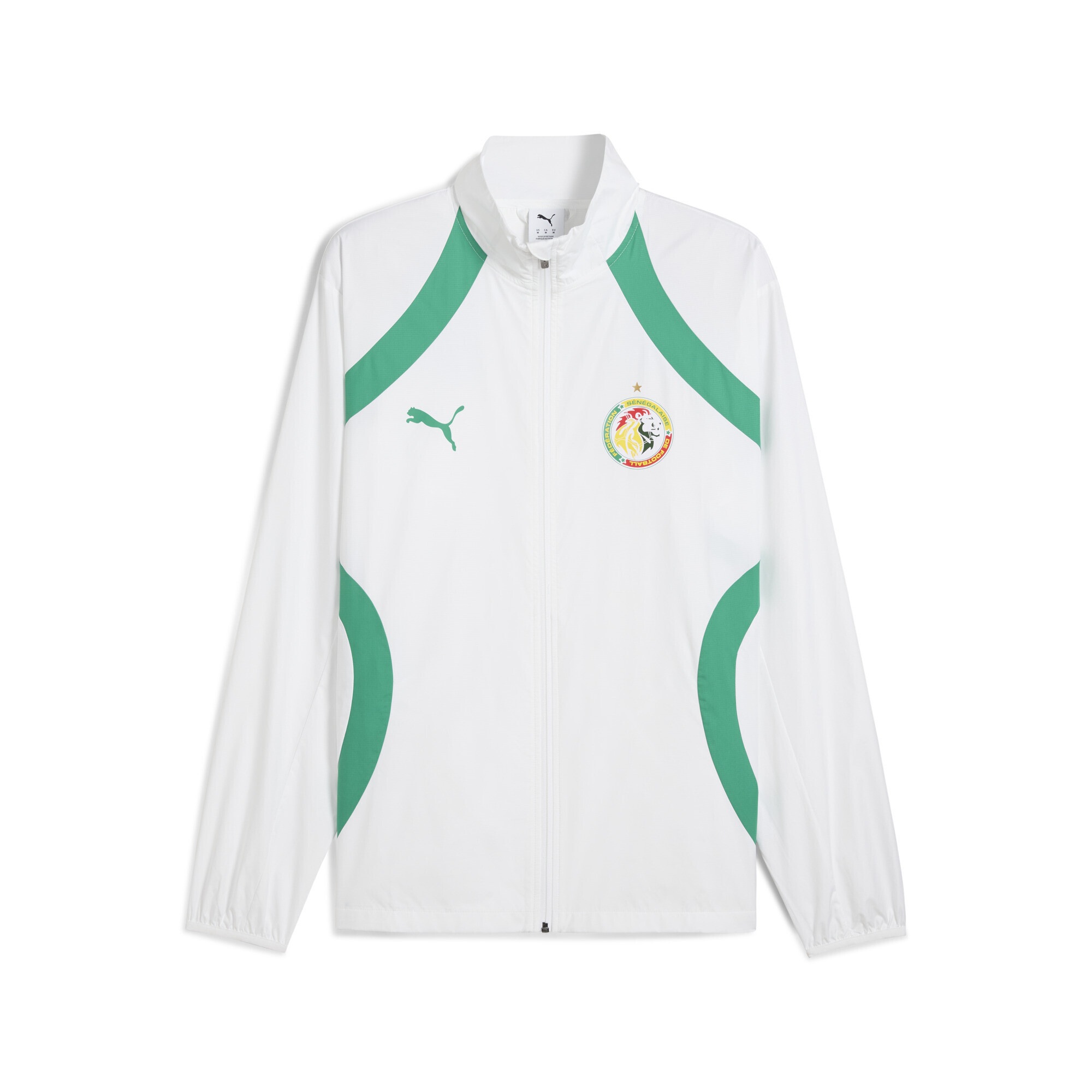 PUMA Damen Trainingsjacke "Senegal 2025 Pre-match Gewebte Jacke Herren"weiß sport grün, Gr. L, Obermaterial: 100% Polyester; Taschenfutter: 100%