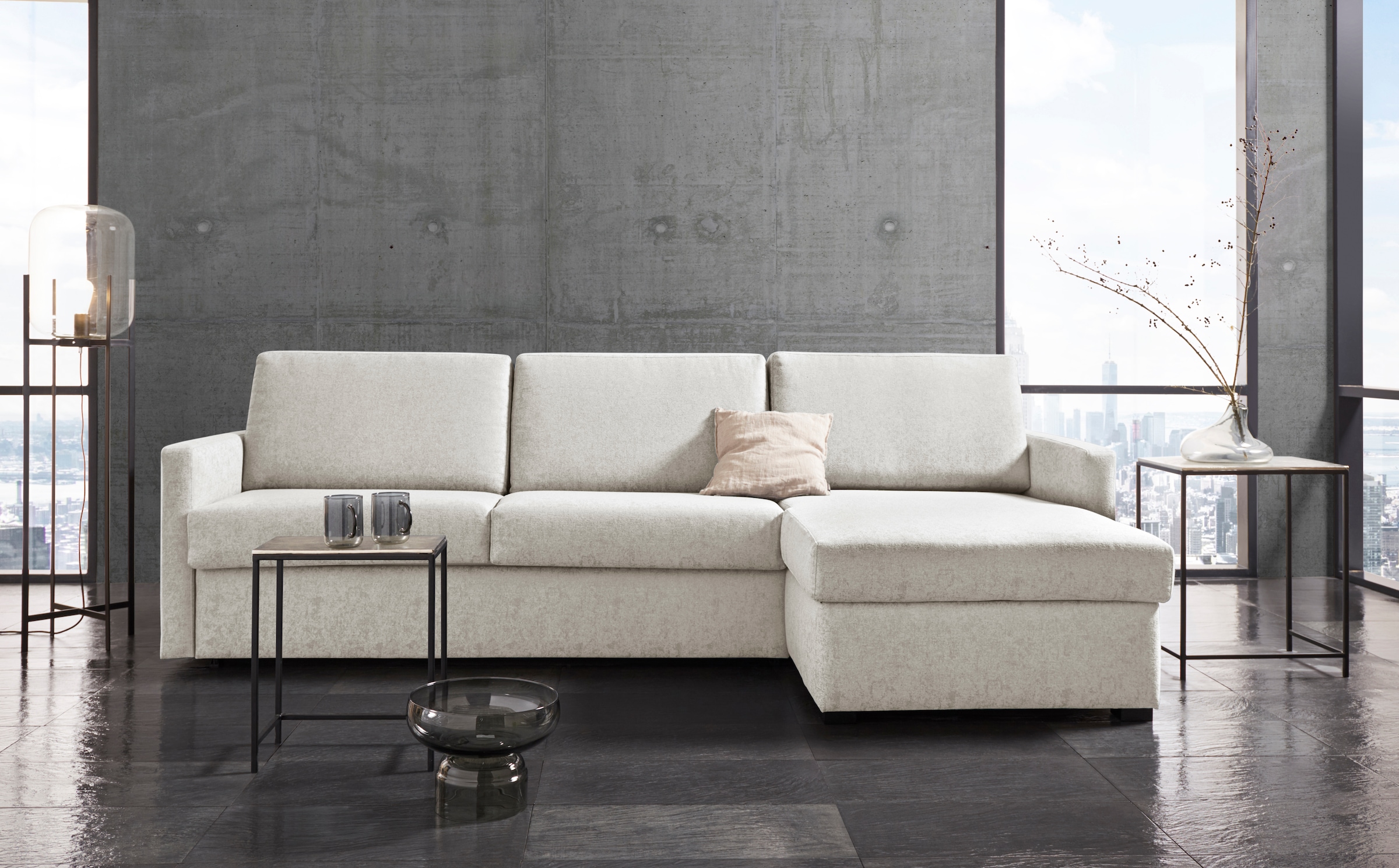 Places of Style Schlafsofa "GOLDPOINT Ecksofa 264 cm, Liegefläche (140/200cm), L-Form,", Bettfunktion, Bonell-Federkernm