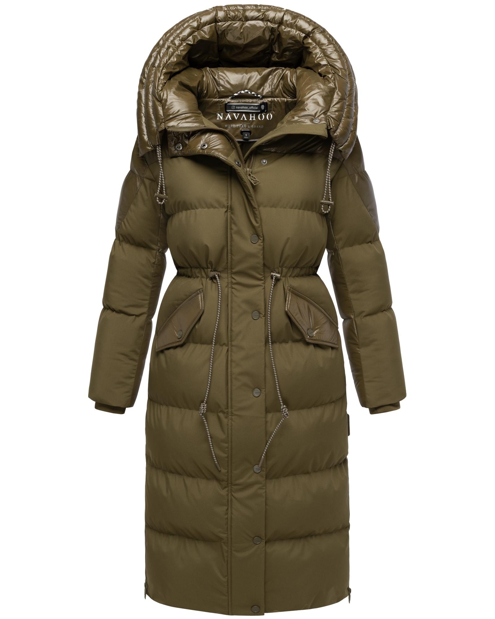 Navahoo Steppmantel »Knusperherz 14«, Langer gesteppter Damen Wintermantel mit Materialmix