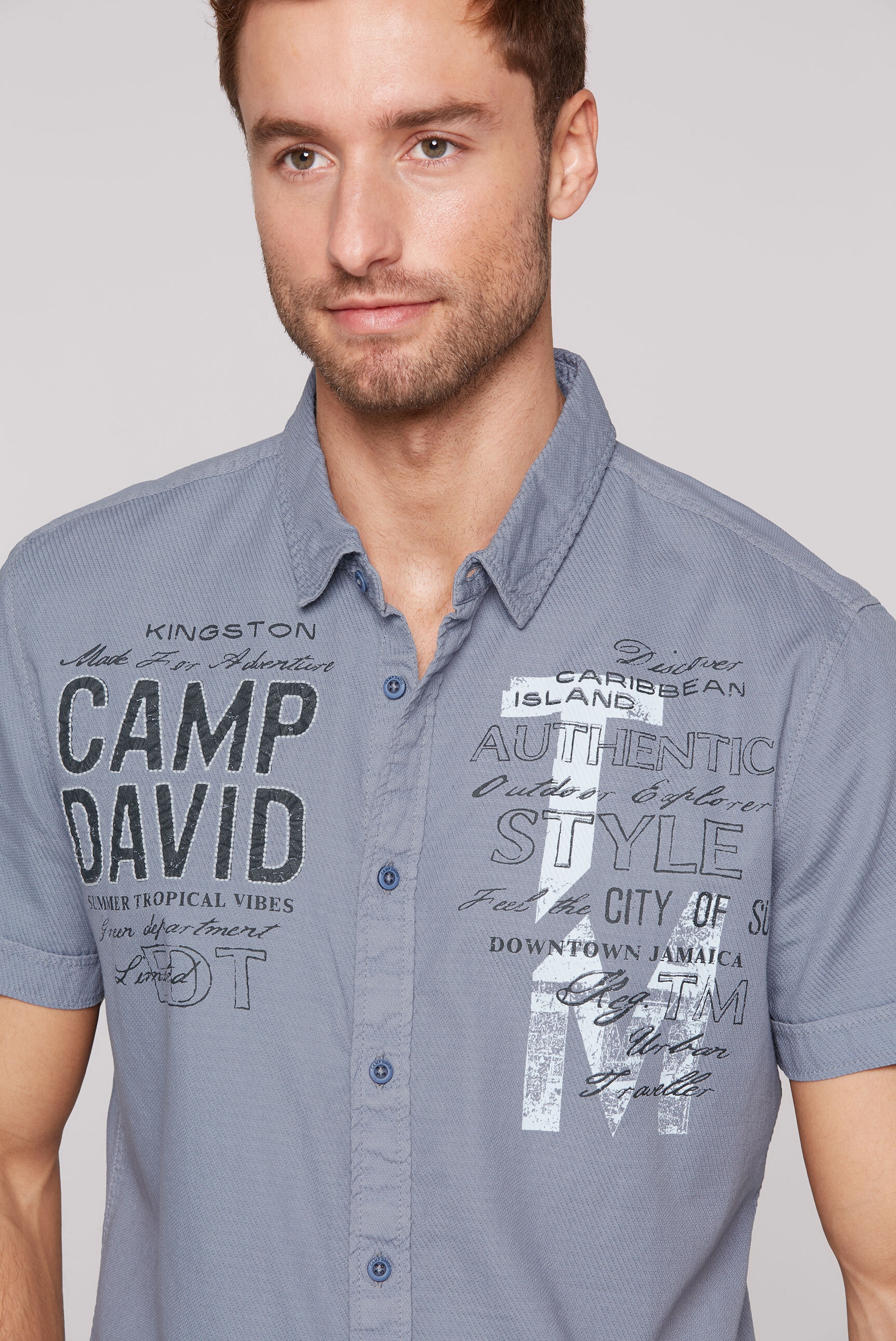 CAMP DAVID Kurzarmhemd, mit Webstruktur