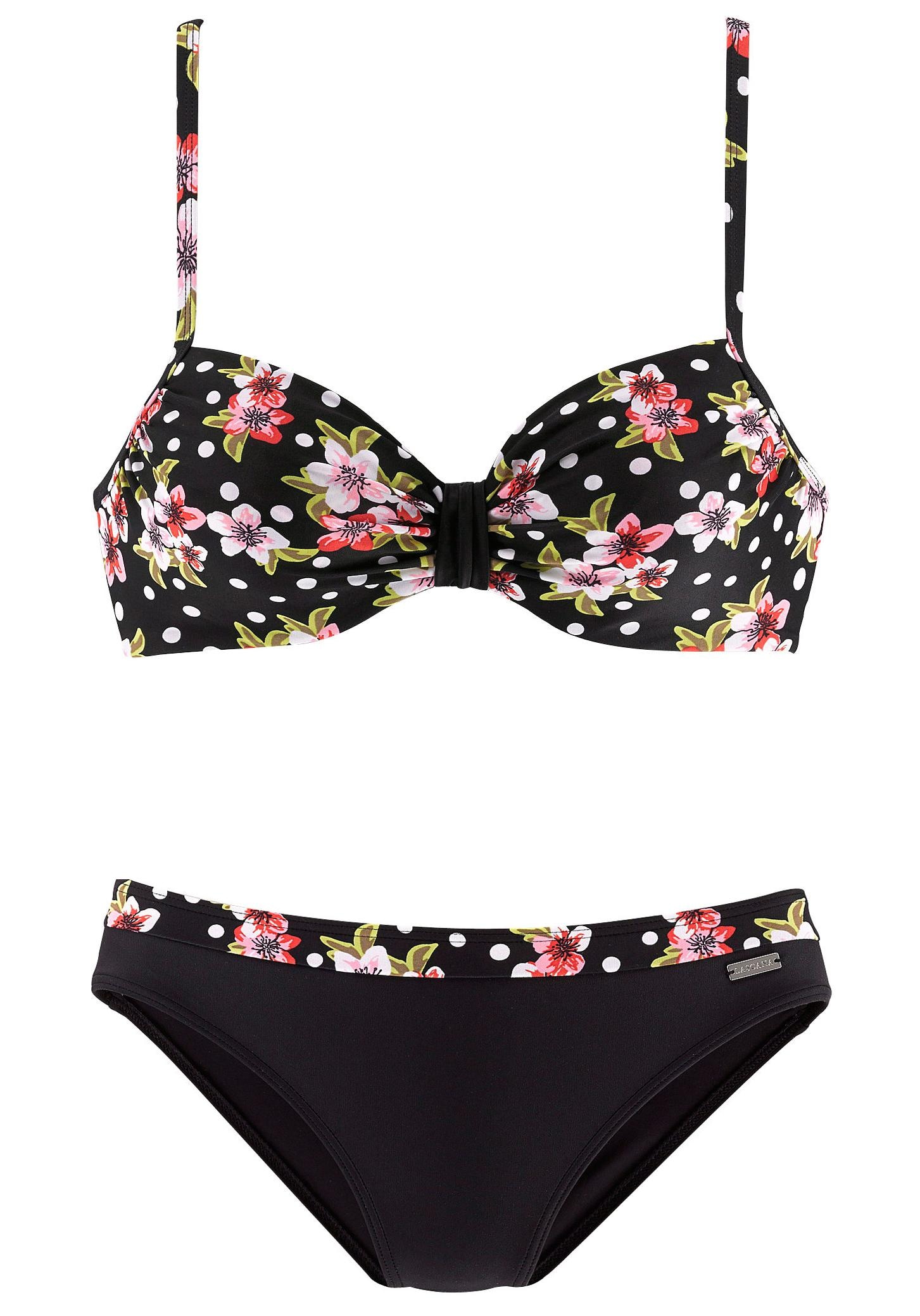 LASCANA Bügel-Bikini, verstellbare Träger, Bikini-Hose mit bedrucktem Bündchen