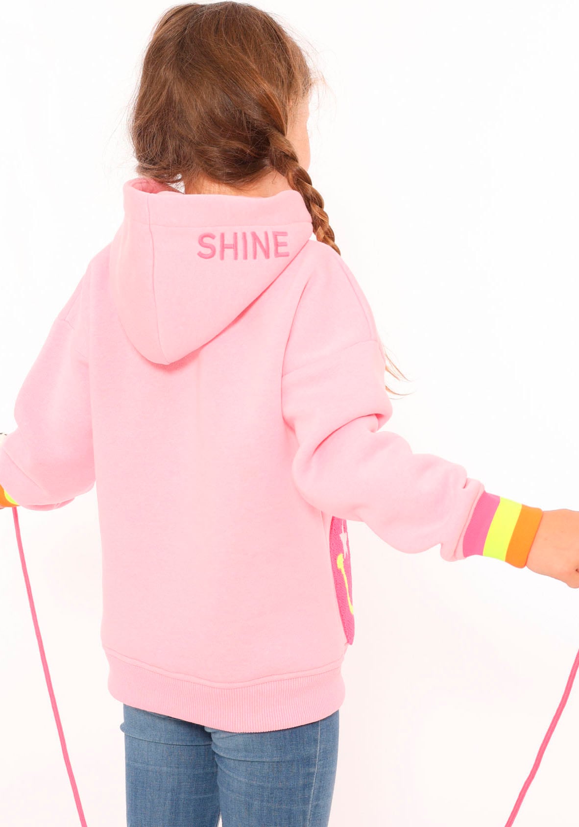 Zwillingsherz Hoodie »"Always Happy" Kids«, mit großem Smiley und neonfarbenen Details