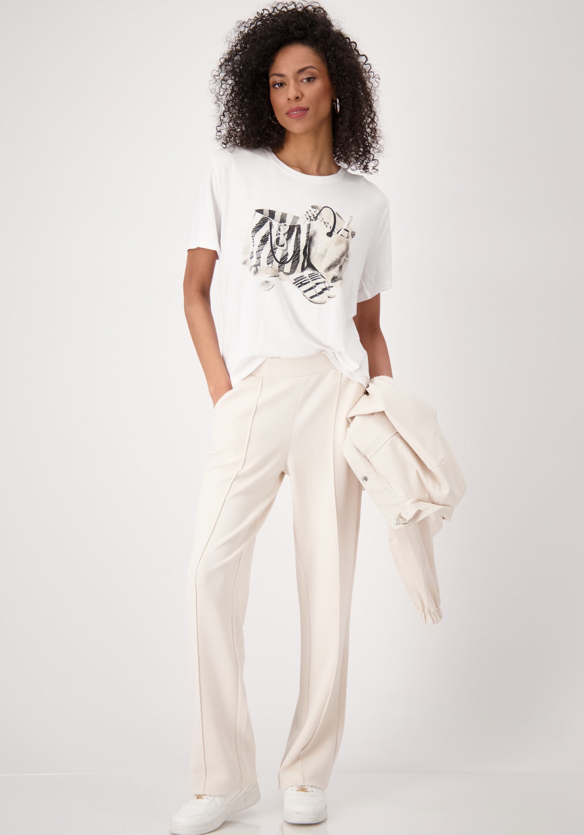 Monari T-Shirt »Shirt Taschen«, Mit Rundhalsausschnitt