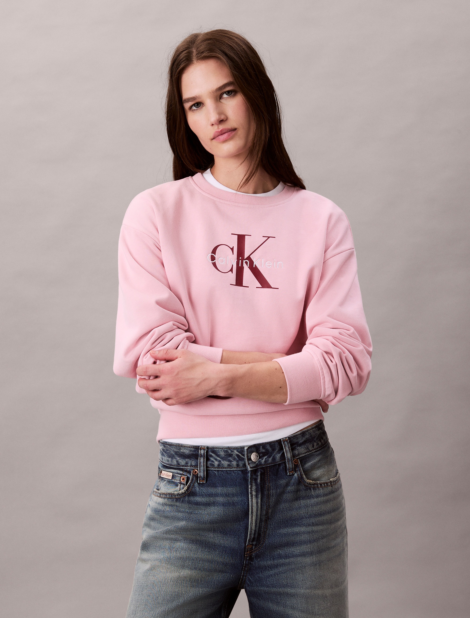 Calvin Klein Jeans Sweatshirt "LS MNLG FRNCH TRRY R", Mit Rundhalsausschnit günstig online kaufen