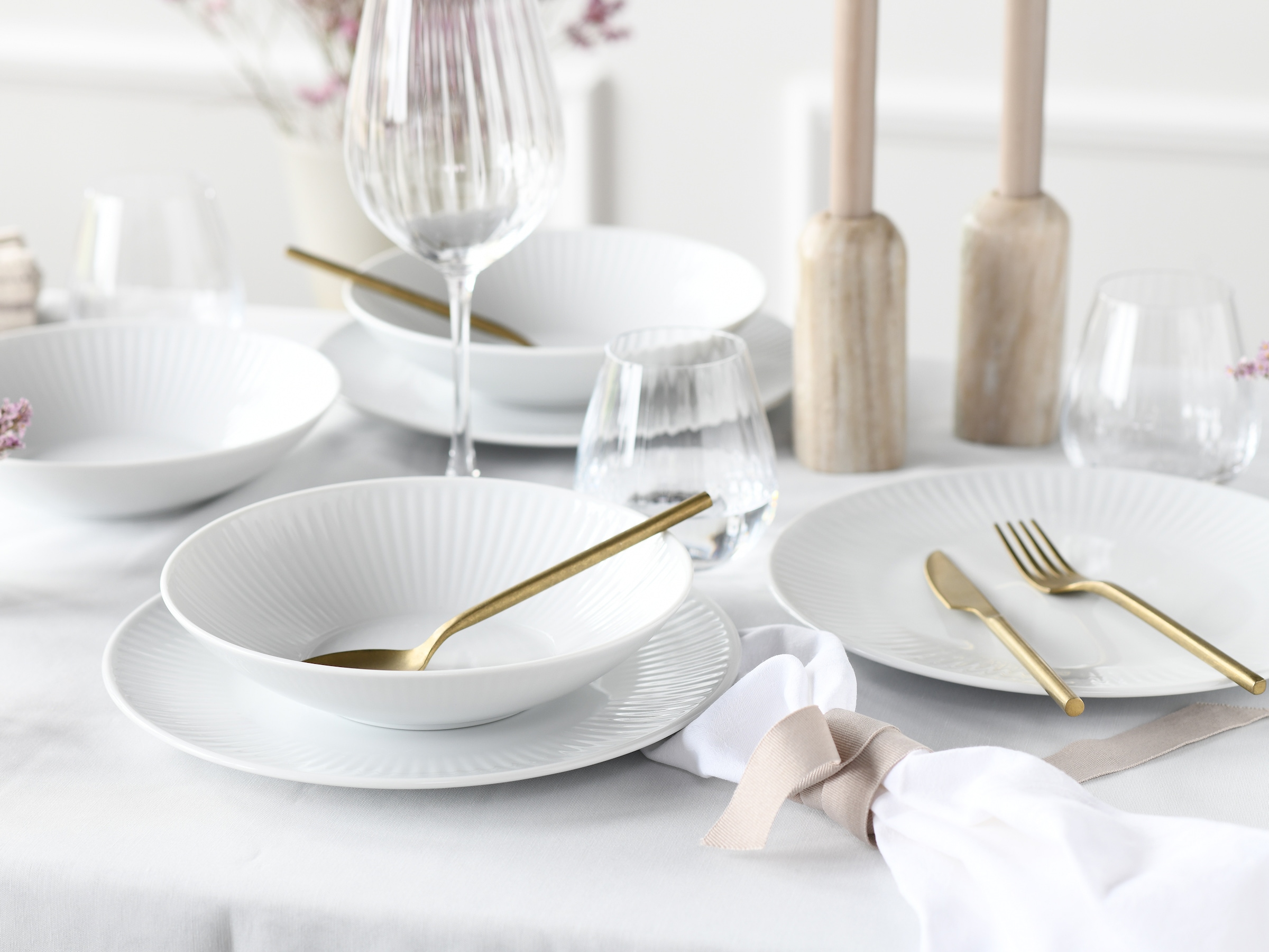 CreaTable Tafelservice »Valencia Weiß, Tafel-Service 12-tlg«, (Set, 12 tlg.), Elegant, Boho Chic
