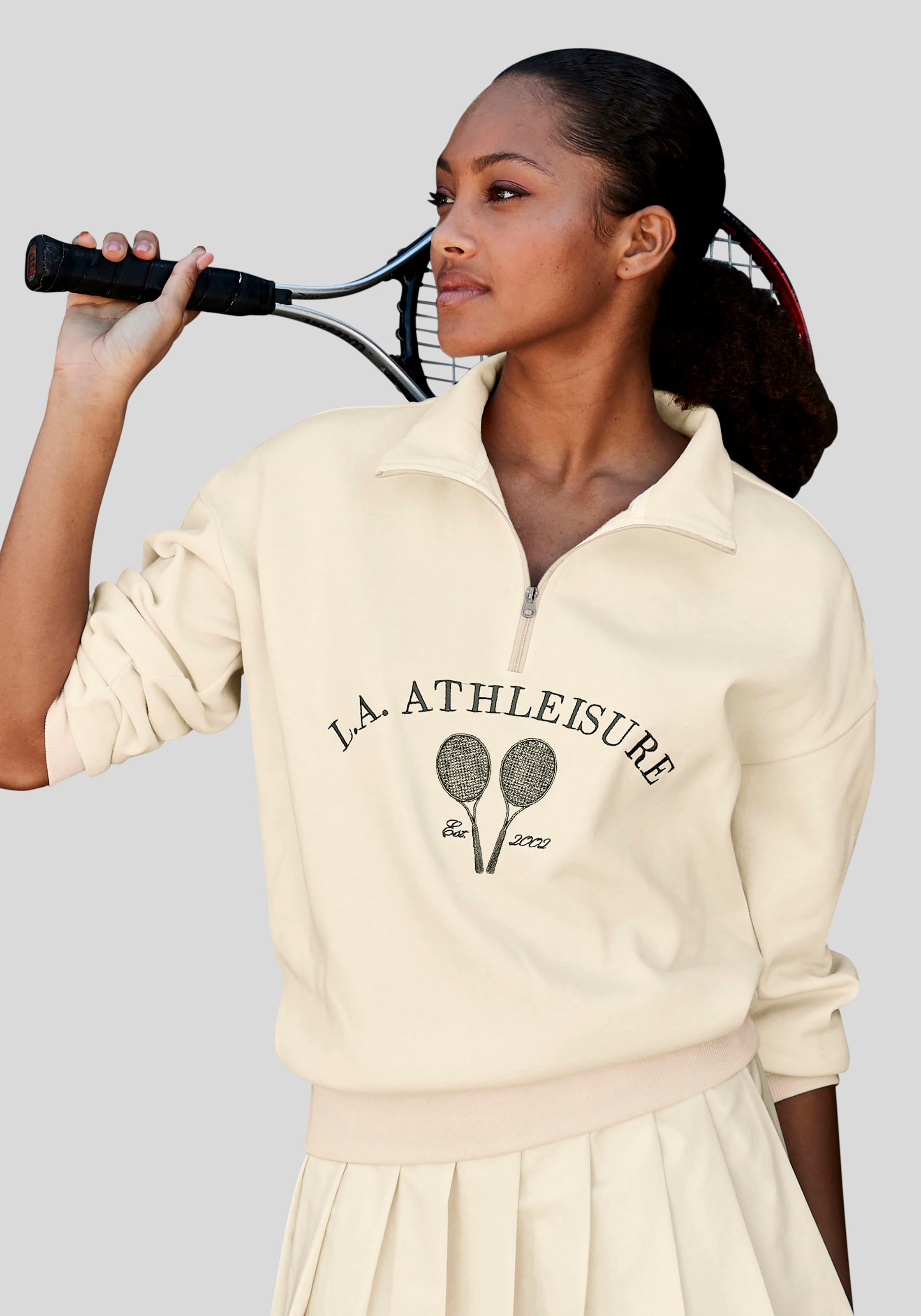 Sweatshirt »Tennis«, mit Stehkragen und Reißverschluss