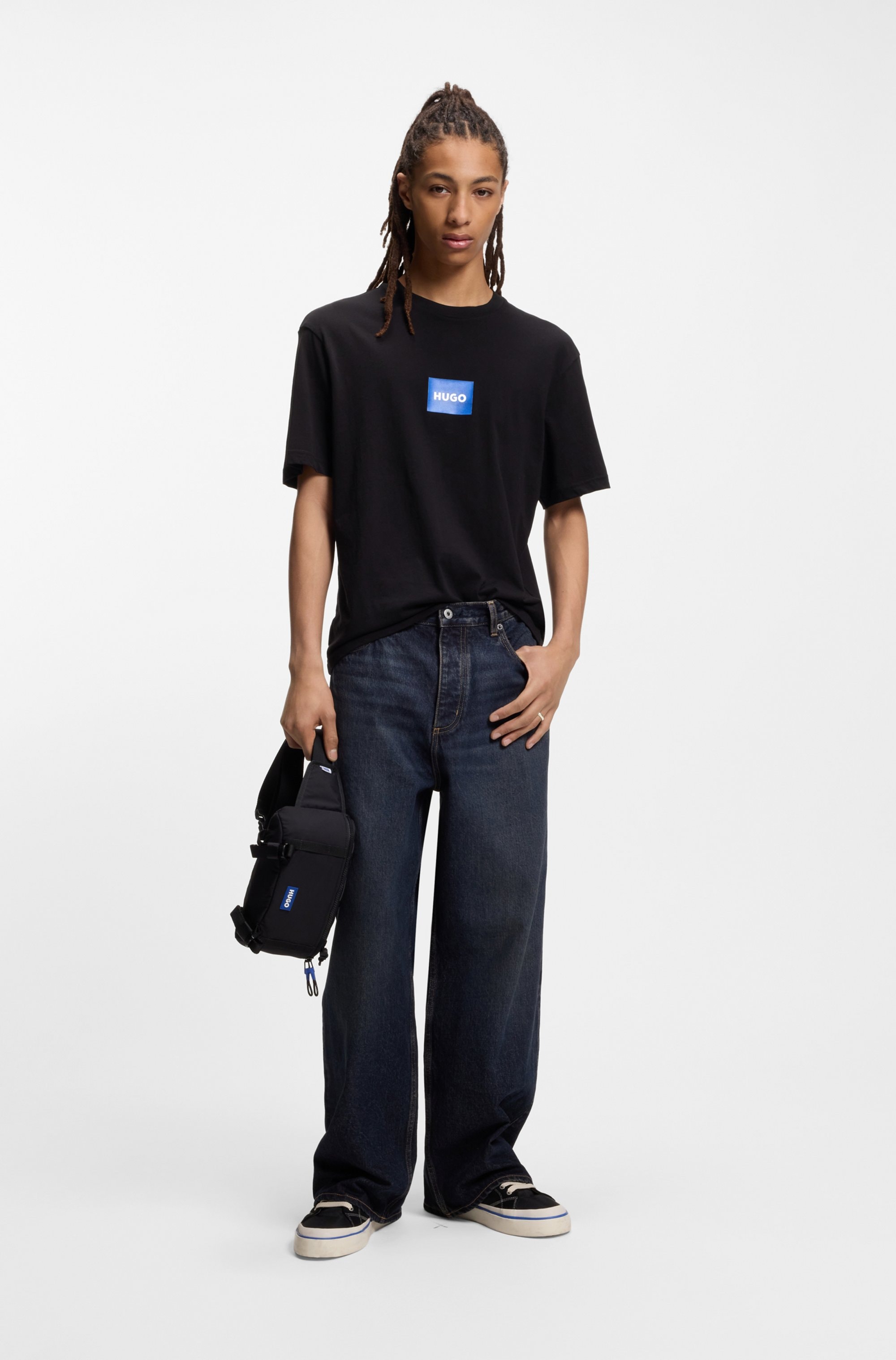 HUGO Blue T-Shirt Regular Fit, Kurzarm, Hugo-Print