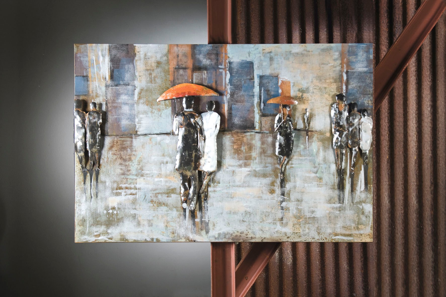 GILDE GALLERY Metallbild »Kunstobjekt Rainy Day«, Menschen, (1 St.)