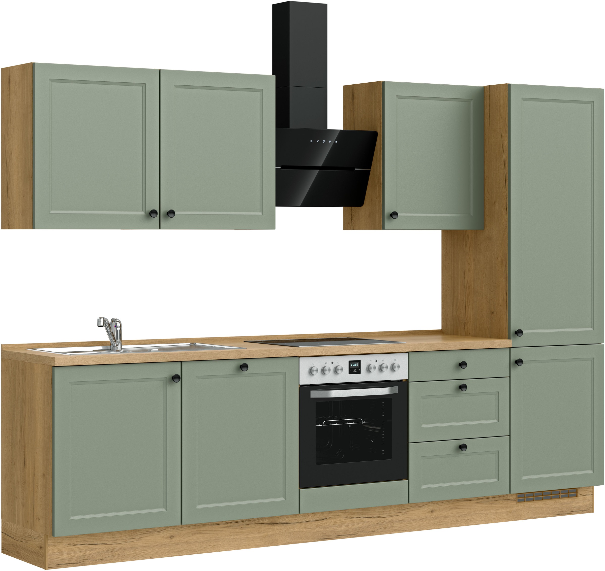 nobilia® Küchenzeile »"Cascada II"«, vormontiert, Breite 300 cm, Ausrichtung wählbar, wahlw. mit E-Geräten