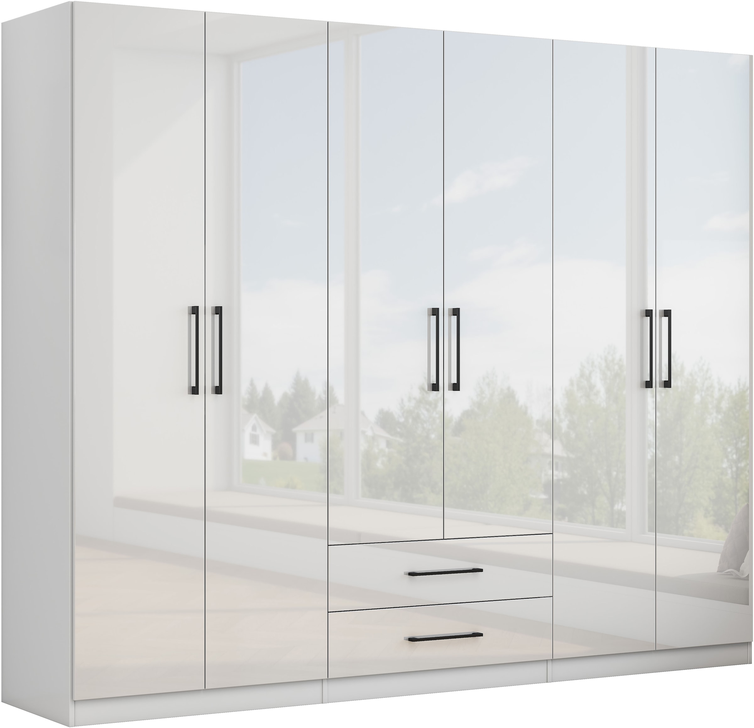 OTTO home Kleiderschrank »Sylt Schlafzimmerschrank Garderobe Schrank in hochglanz mit 6 Türen« Drehtürenschrank mit perfekter Innenausstattung
