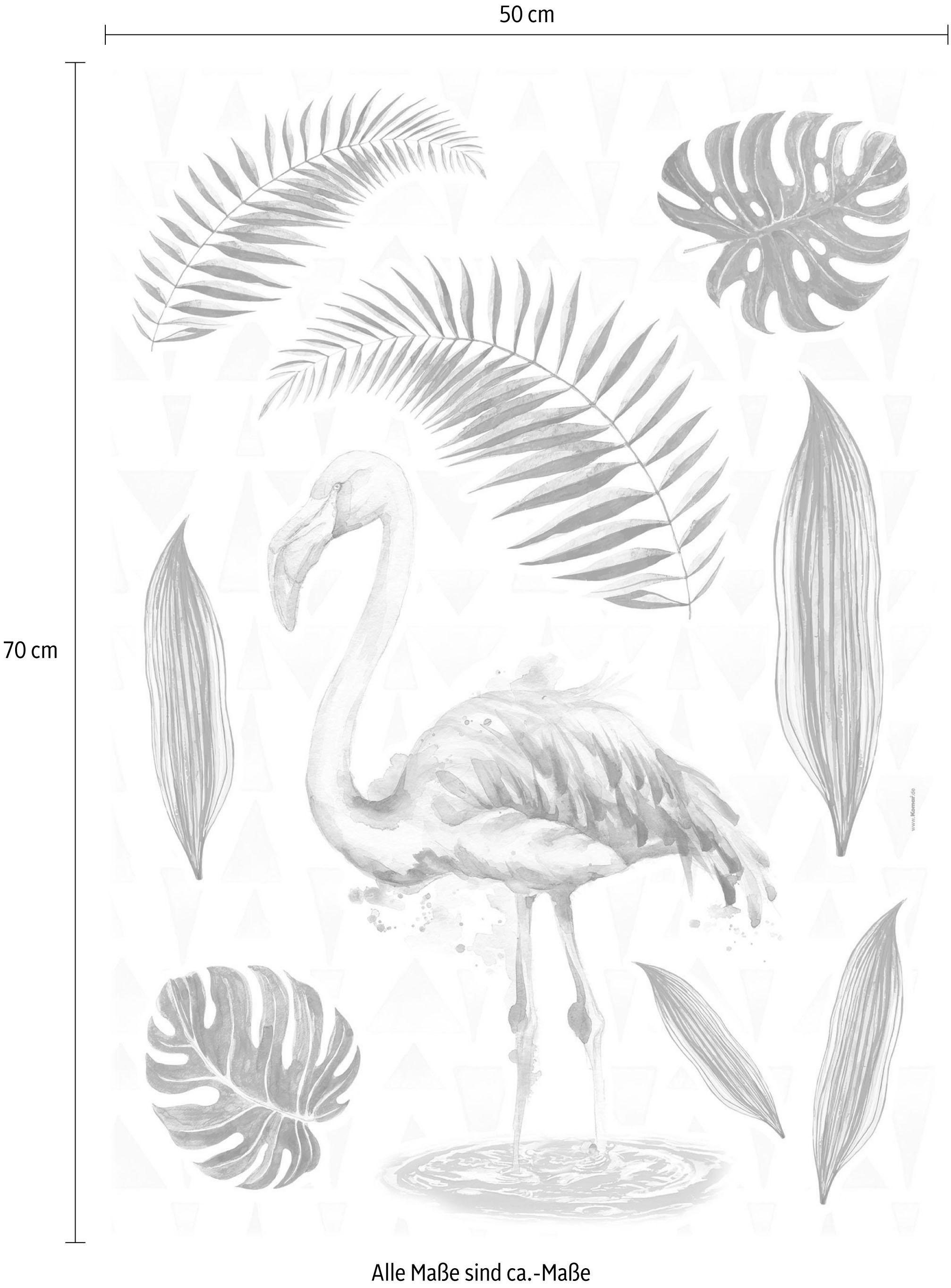 Komar Wandtattoo »Flamingo«, (9 St.), 50x70 cm (Breite x Höhe), selbstklebendes Wandtattoo